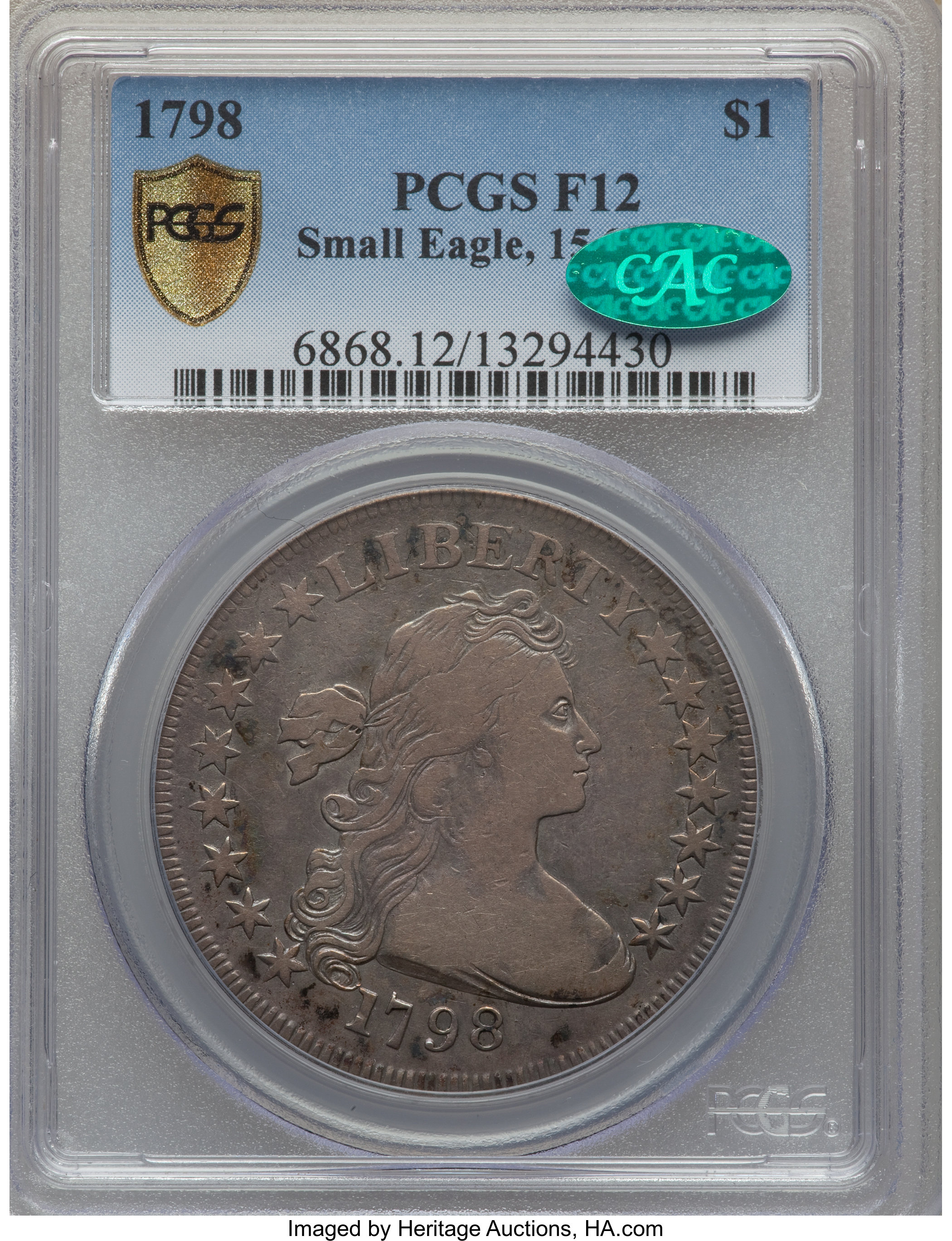 1798 $1  Small Eagle, 15 Stars Obverse, B-2, BB-81 VG10 thumbnail 12
