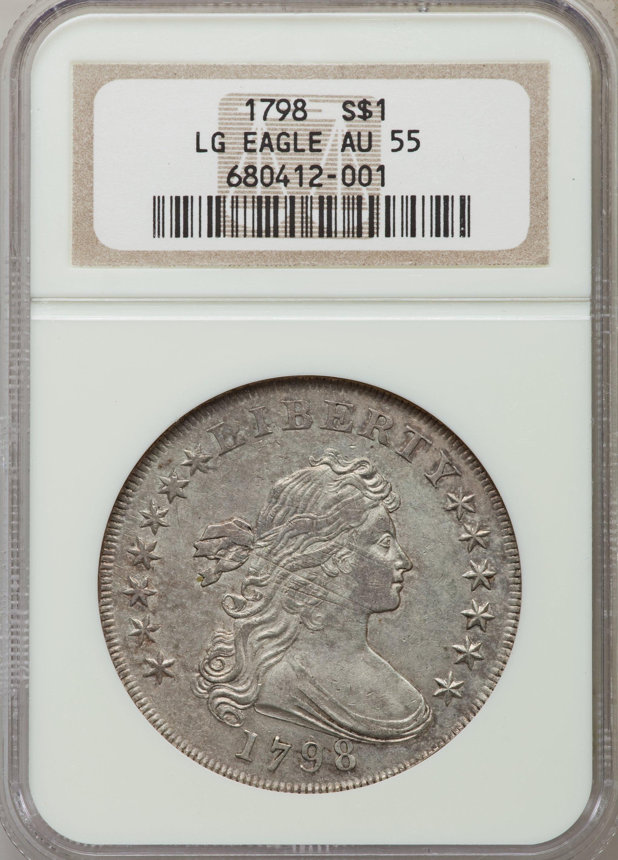 1798 $1  Large Eagle, Pointed 9, Wide Date, B-22, BB-104 AU50 CAC thumbnail 12