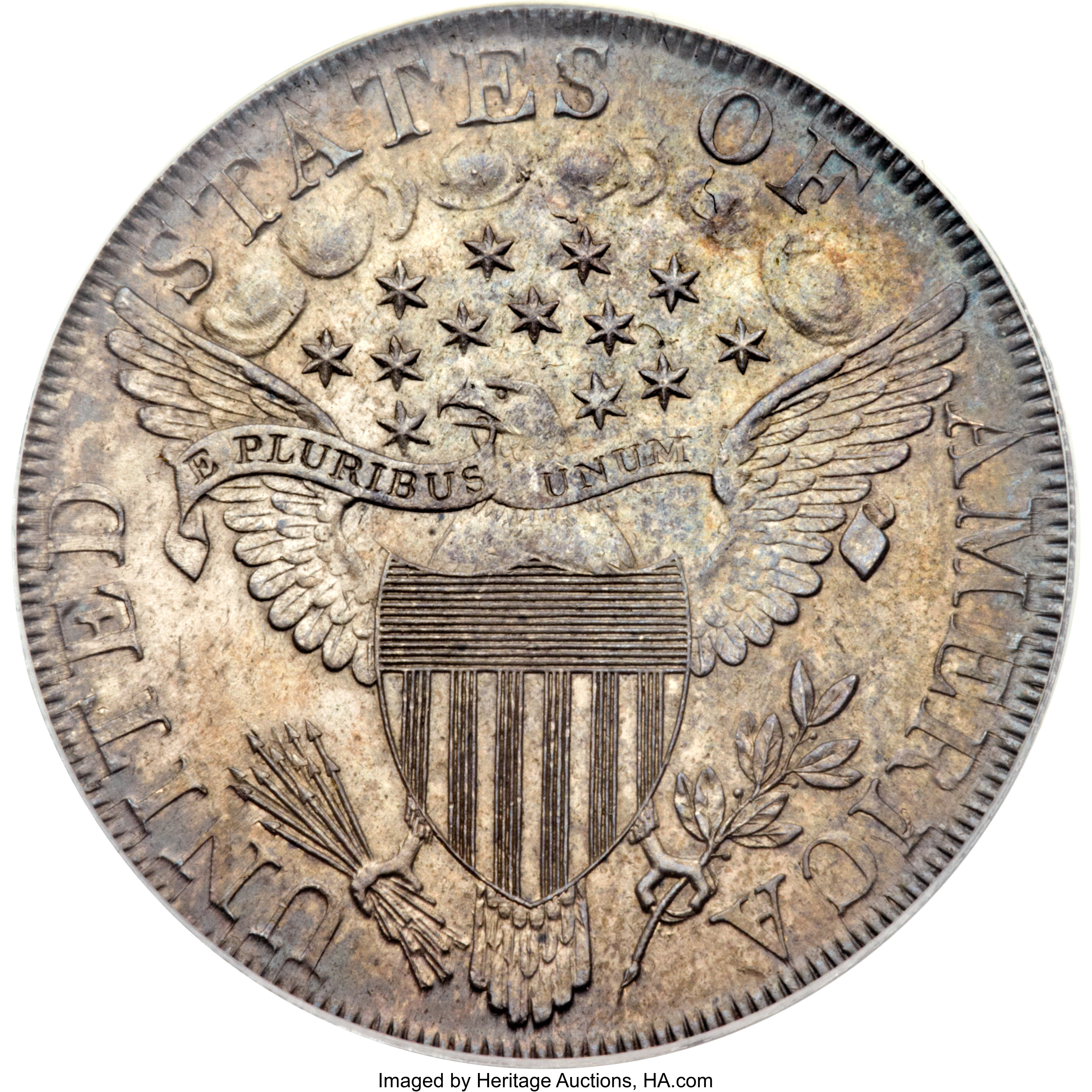 1798 $1  Large Eagle, Pointed 9, Wide Date, B-23, BB-105 AU58 thumbnail 11