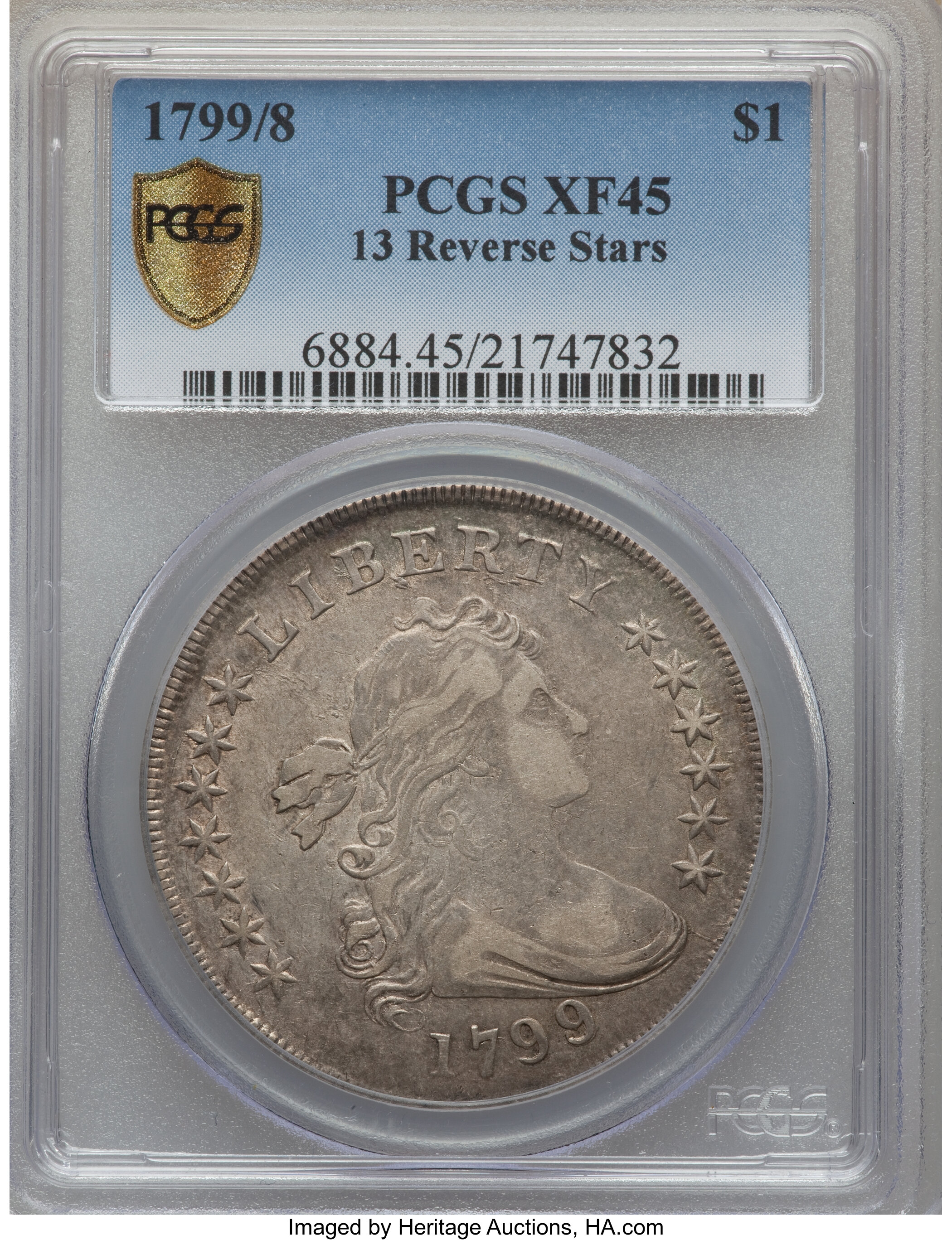 1799/8 $1  13 Stars Reverse, B-2, BB-143 AU50 thumbnail 9