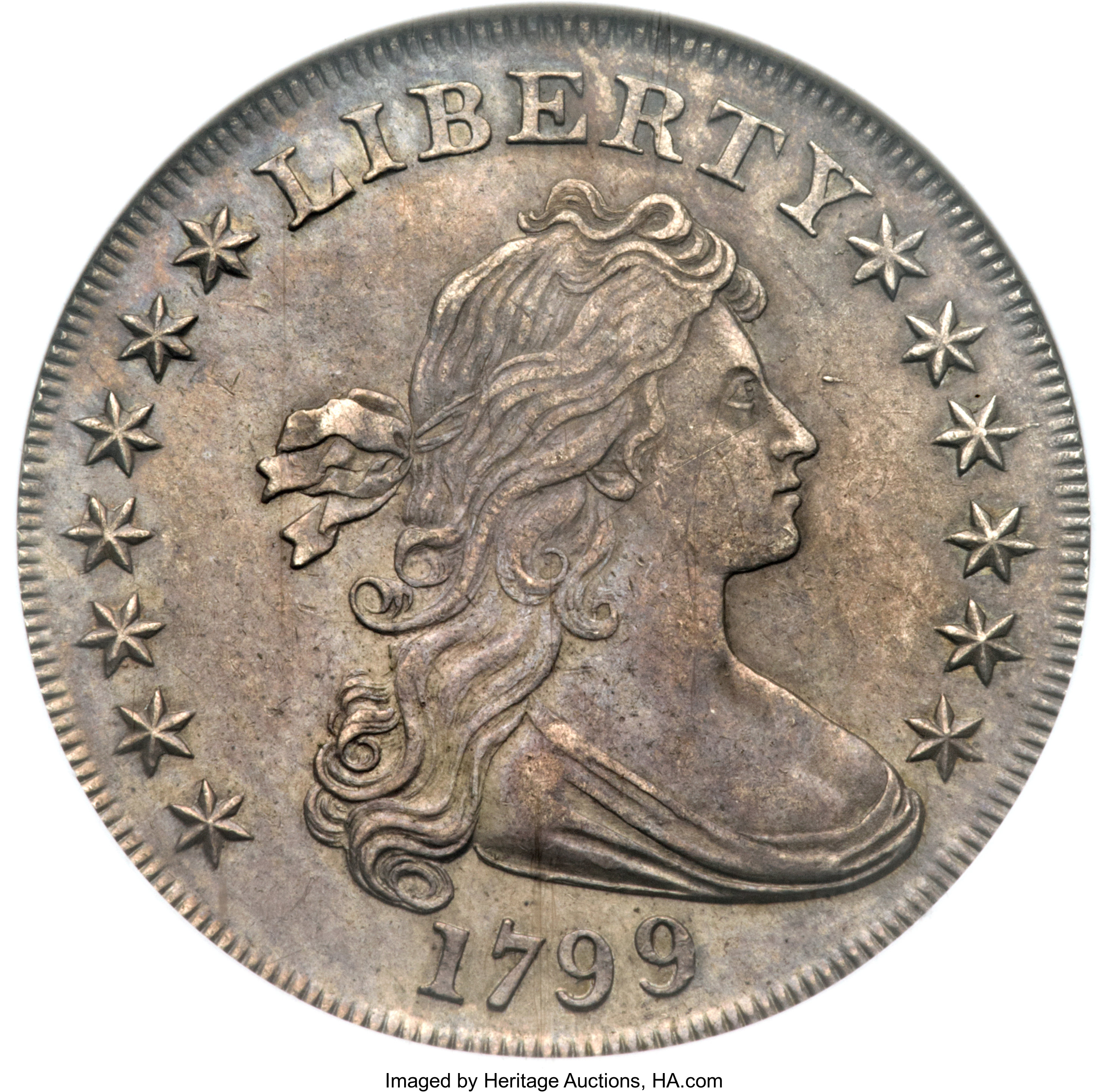 1799 $1 7x6 Stars, B-14, BB-167, R.3, AU55 NGC. ...