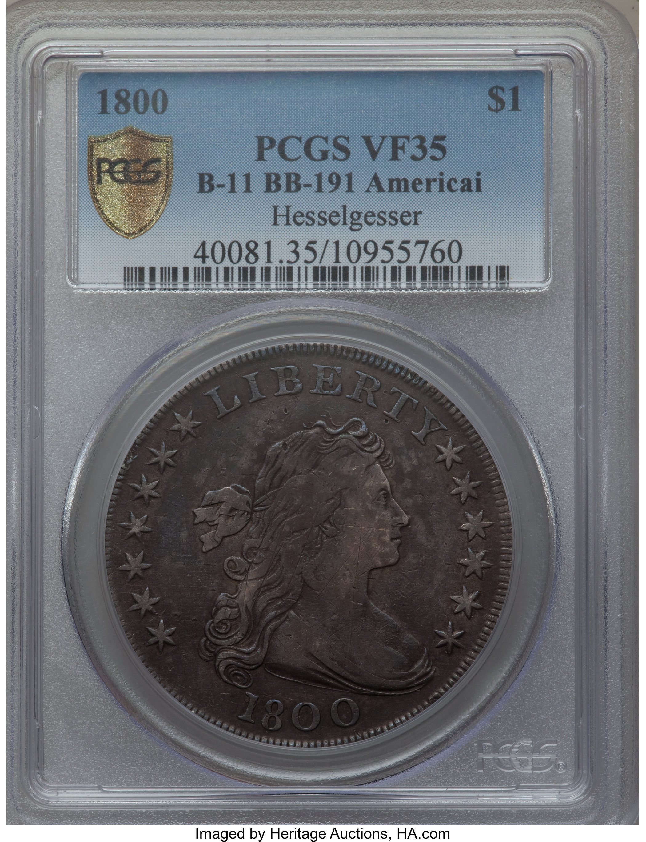 1800 $1  Wide Date, Low 8, AMERICAI, B-11, BB-191 VG10 CAC thumbnail 23