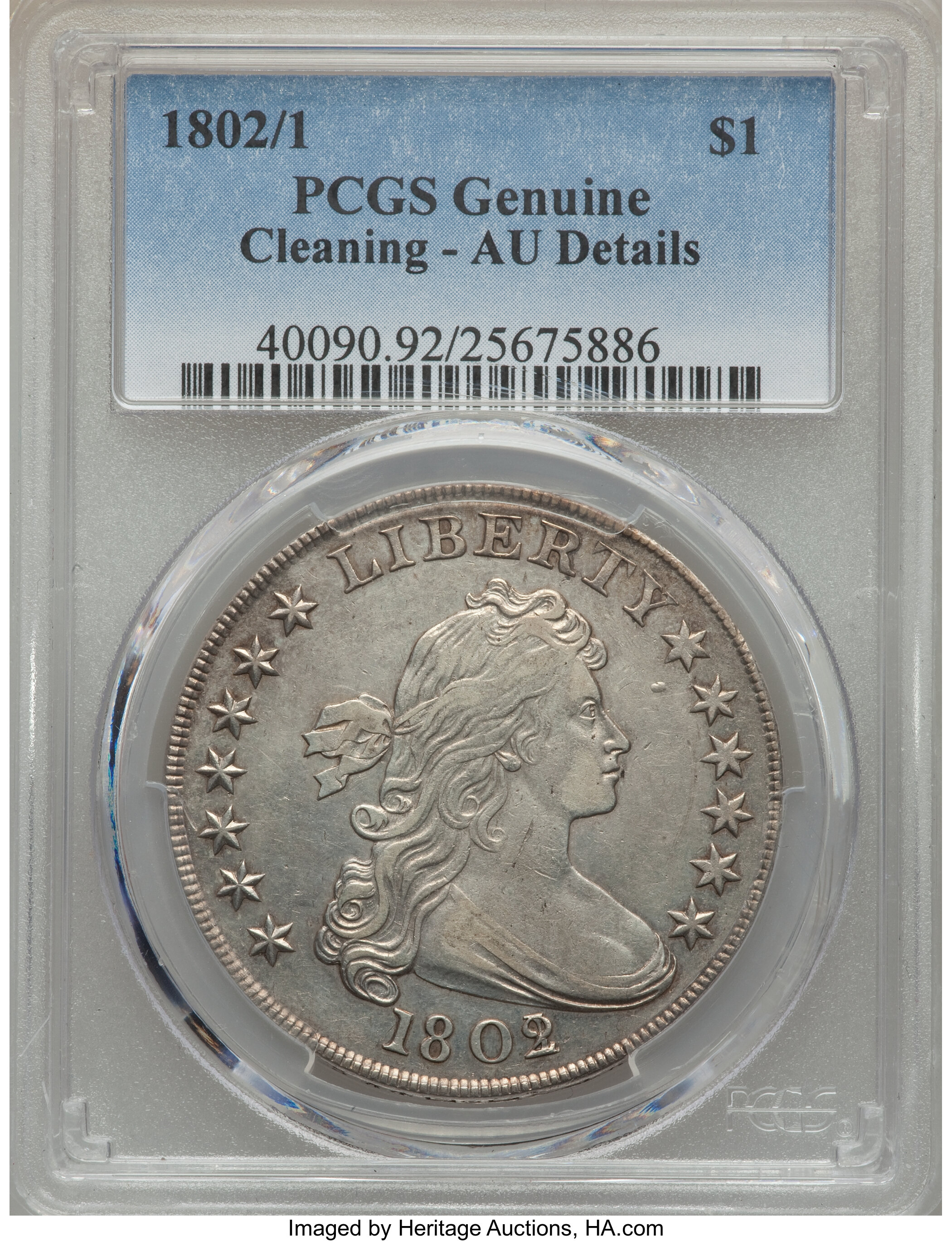 1802/1 $1  Wide Date, B-3, BB-234 AU50 thumbnail 8