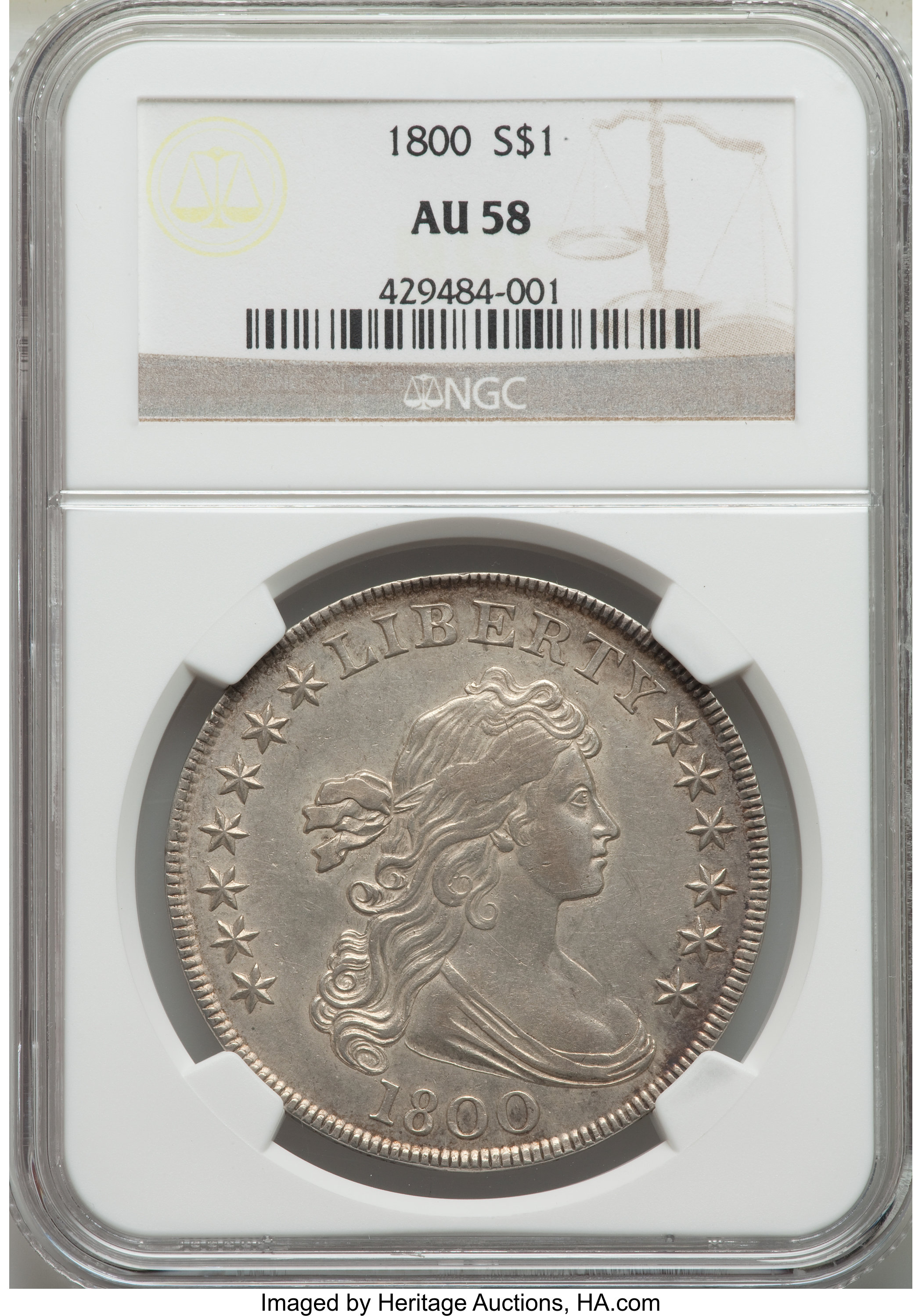 1800 $1  B-5, BB-189 AU58 CAC thumbnail 11