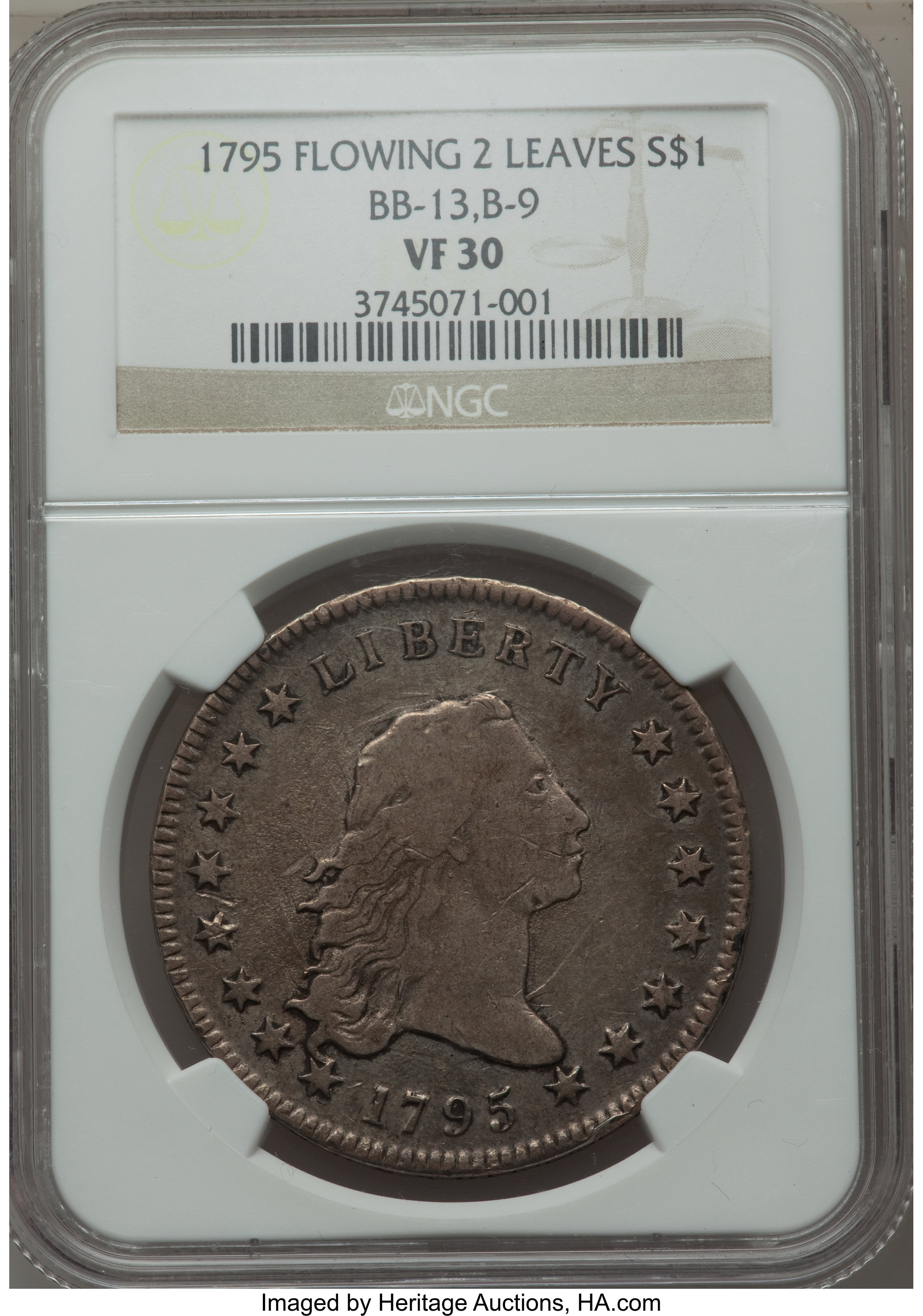 1795 $1  Flowing Hair, 2 Leaves, B-9, BB-13 XF40 CAC thumbnail 15
