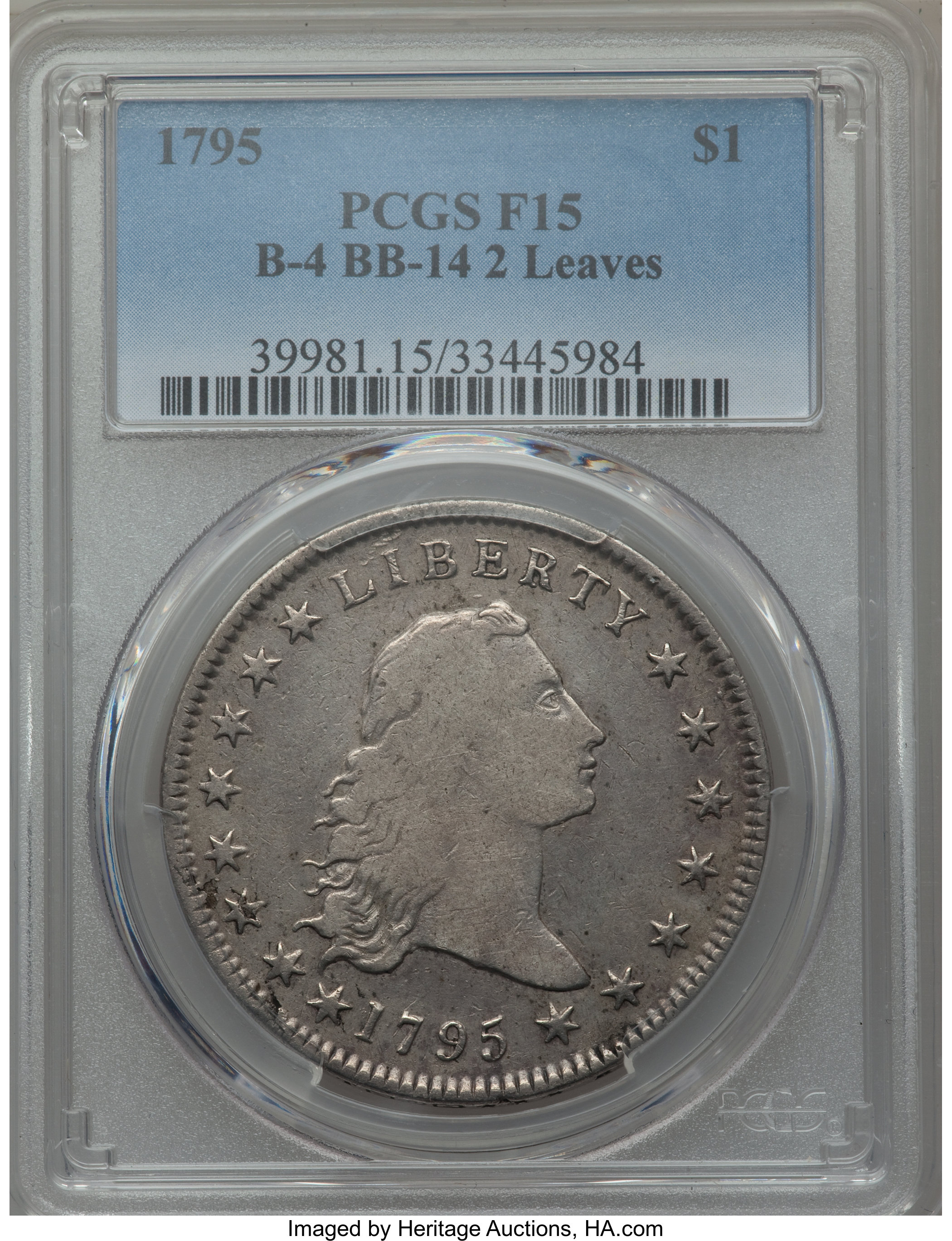 1795 $1  Flowing Hair, 2 Leaves, B-4, BB-14 AG2 thumbnail 22