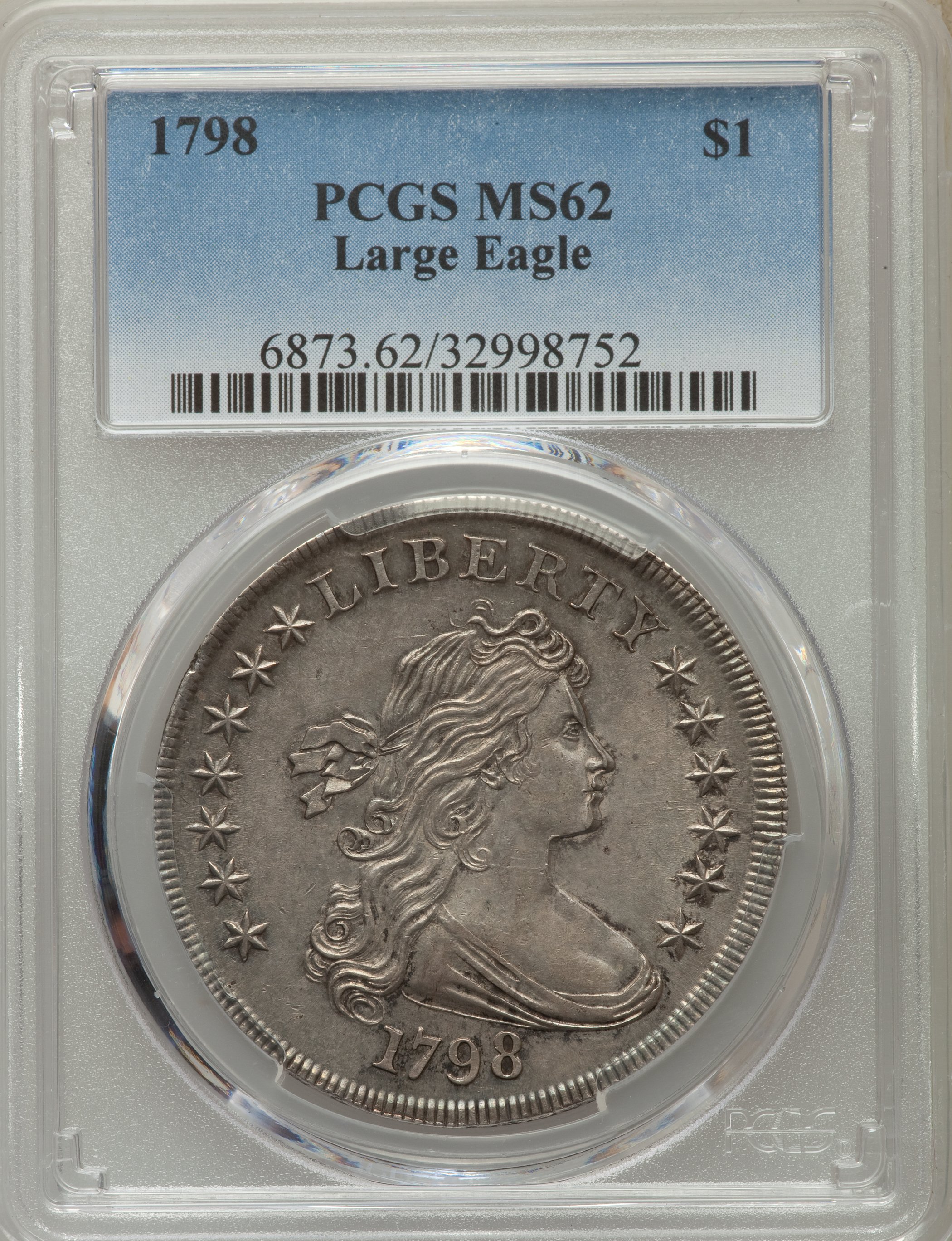 1798 $1  Large Eagle, Pointed 9, Close Date, B-27, BB-113 MS60 thumbnail 12