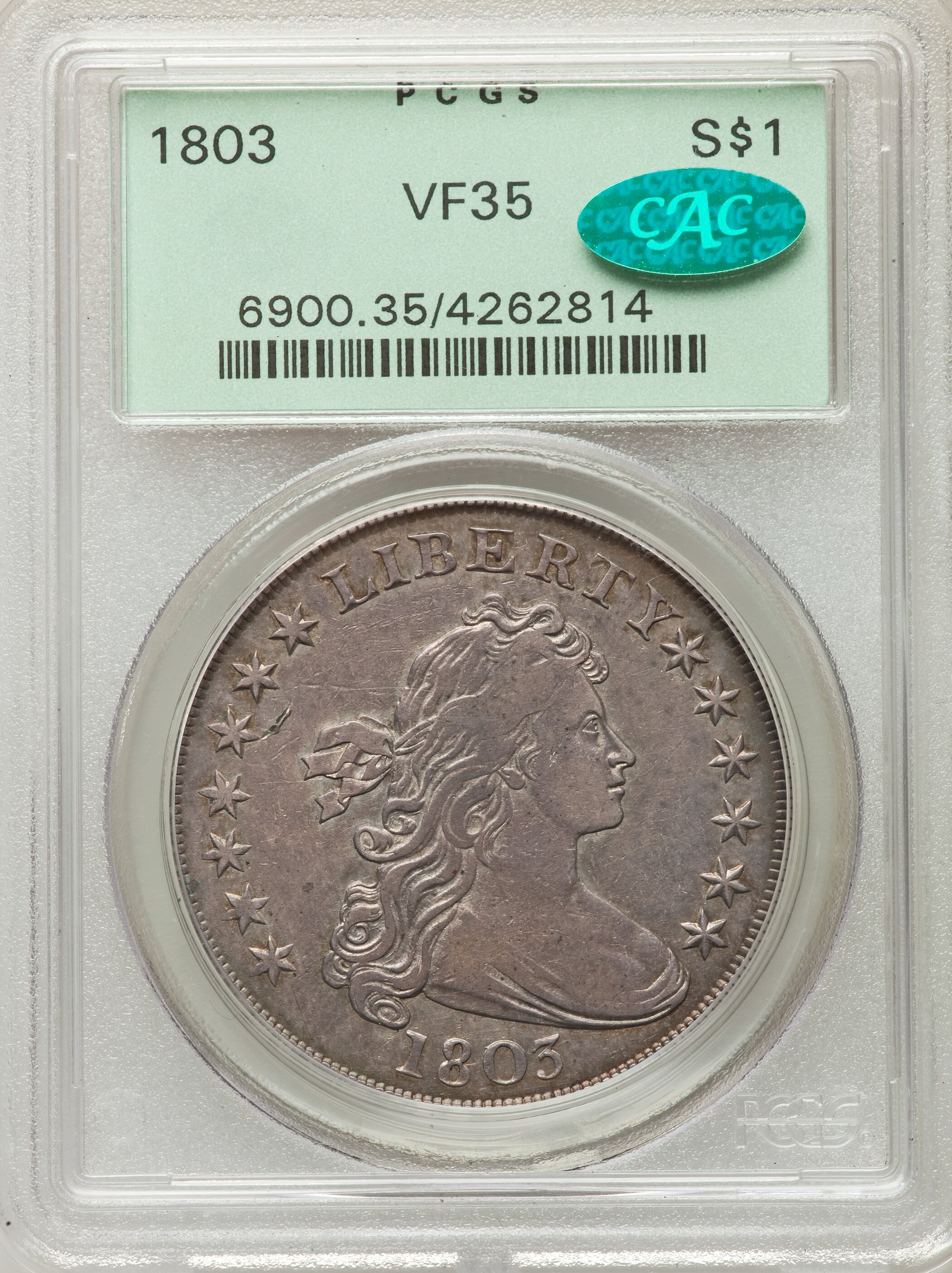 1803 $1  Small 3, B-1, BB-251 F12 CAC thumbnail 22