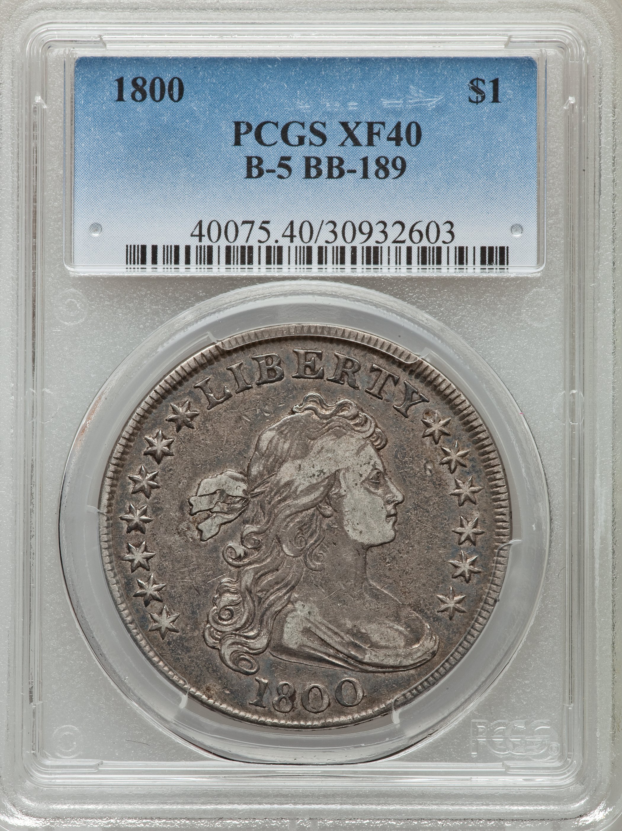 1800 $1 B-5, BB-189, R.5, XF40 PCGS. PCGS Population (1/5). NGC Census: (2/7). ...