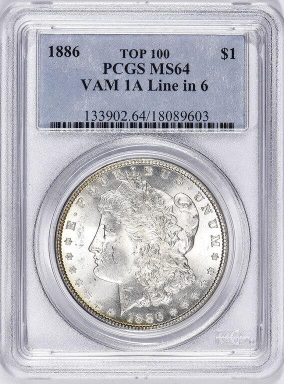 1886 $1  Line in 6, VAM-1A MS64 thumbnail 7