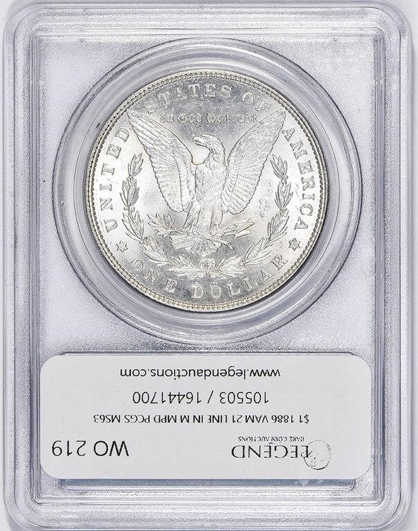 1886 $1  Misplaced Date, 8 Below M, VAM-21 MS63 thumbnail 8