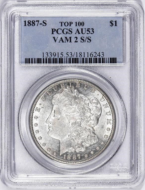 1887-S/S $1  Repunched Mintmark, VAM-2 AU53 thumbnail 3