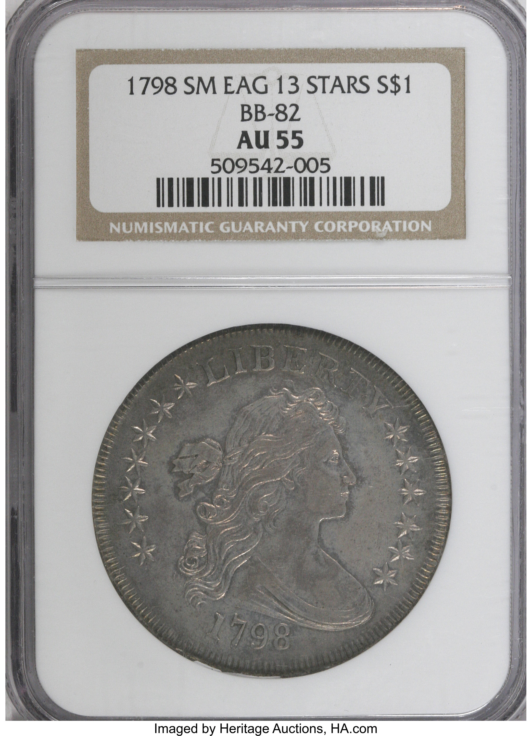 1798 $1  Small Eagle, 13 Stars Obverse, B-1, BB-82 MS60 thumbnail 11