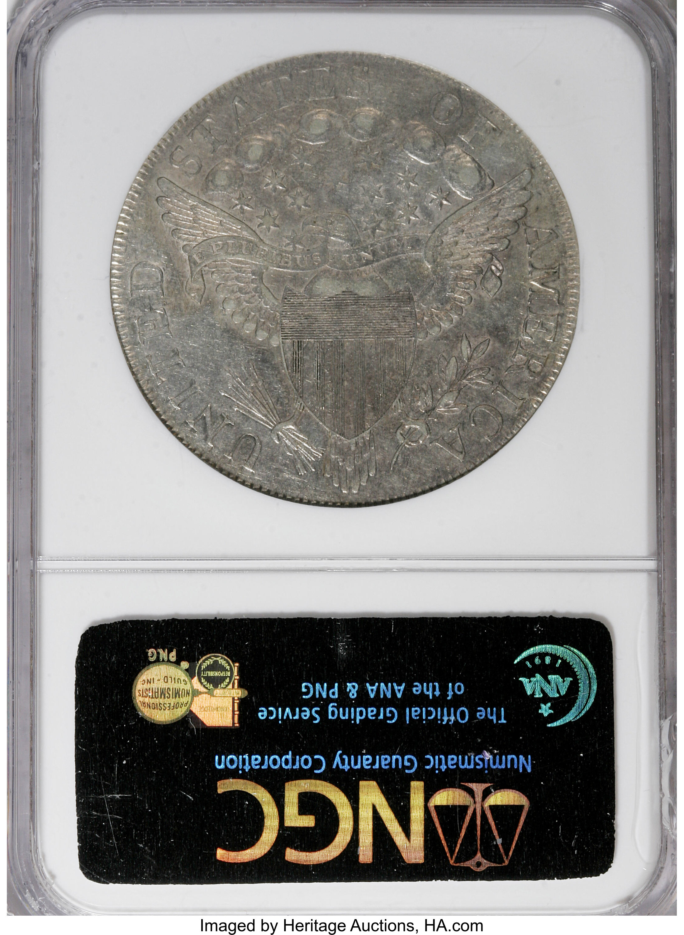 1798 $1  Large Eagle, Knob 9, 10 Arrows, 5 Vertical Lines, B-6, BB-96 MS63 thumbnail 13