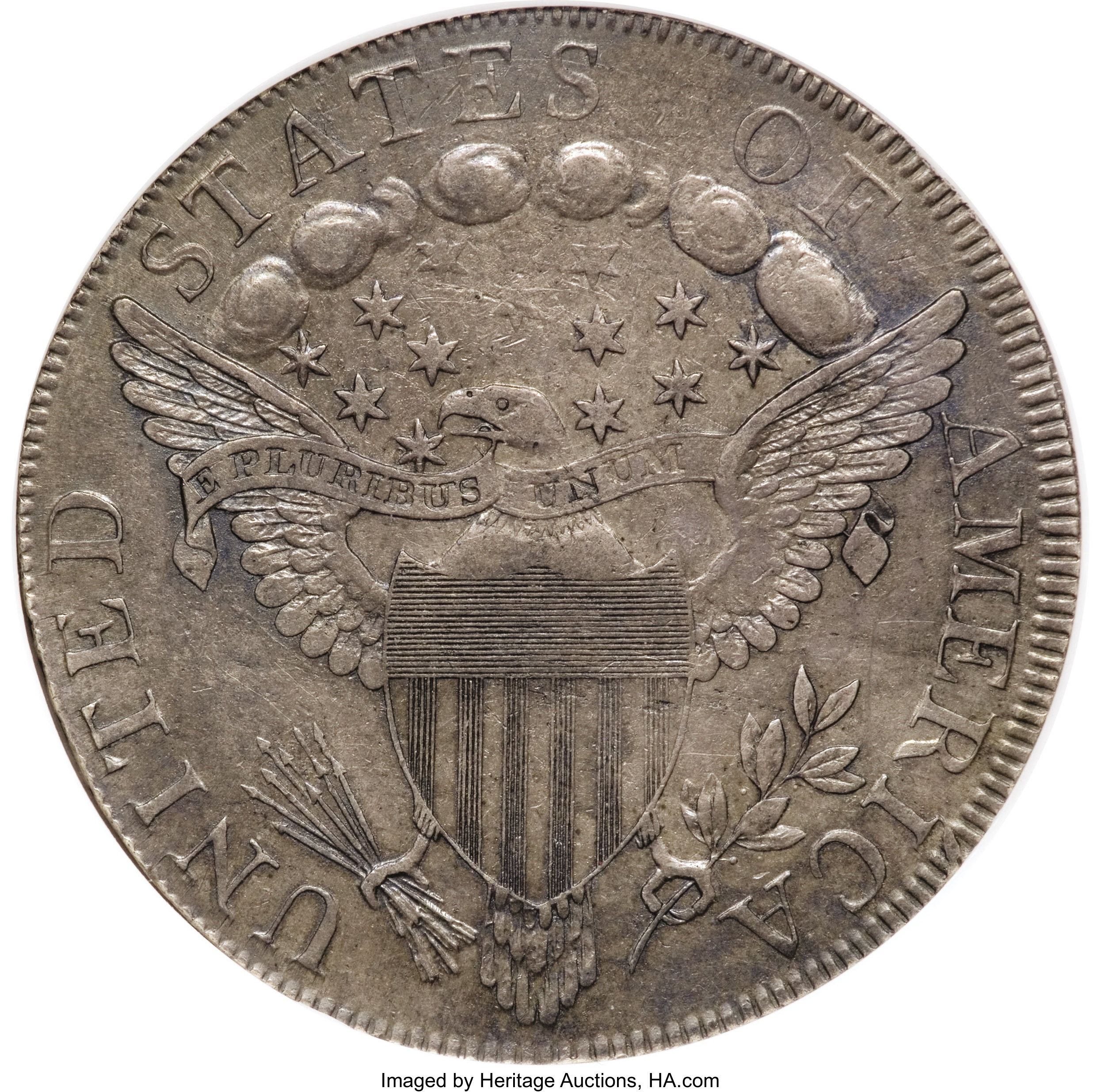 1798 $1  Large Eagle, Pointed 9, 10 Arrows, 5 Vertical Lines, B-17, BB-101 VG10 thumbnail 14