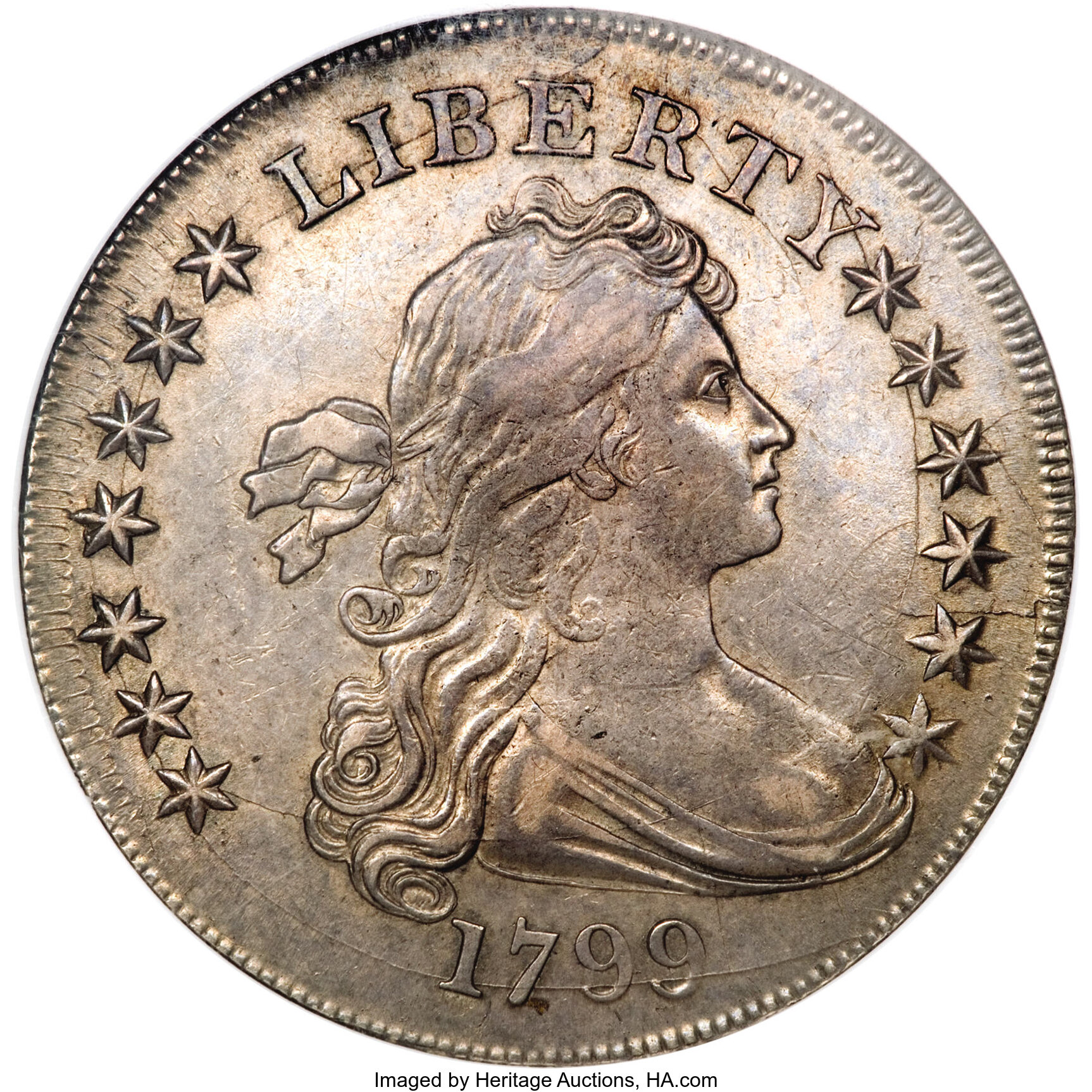 1799 $1 Irregular Date, 15 Stars Reverse AU53 NGC. ...