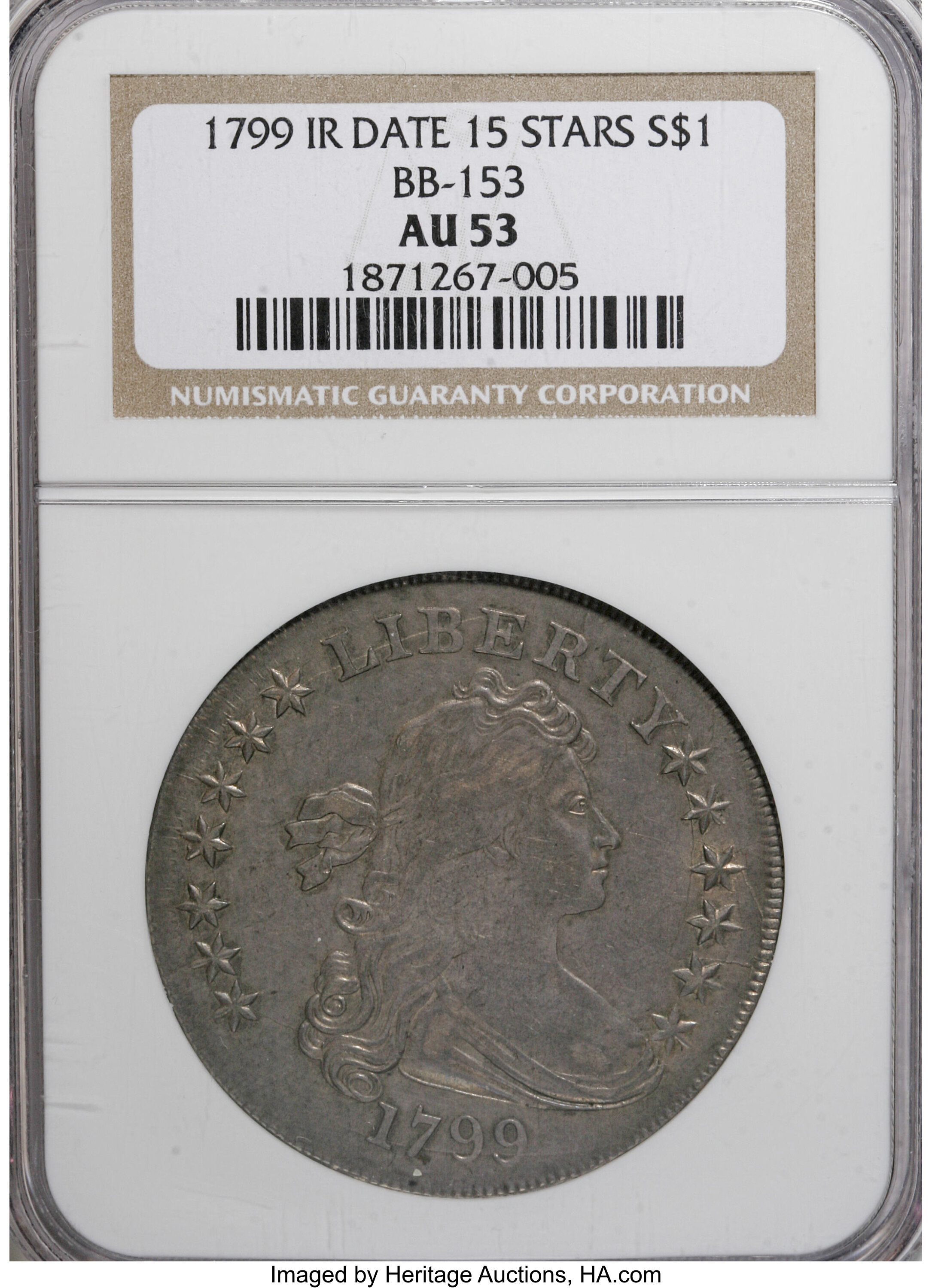 1799 $1  Irregular Date, 15 Stars, B-4, BB-153 MS60 thumbnail 26
