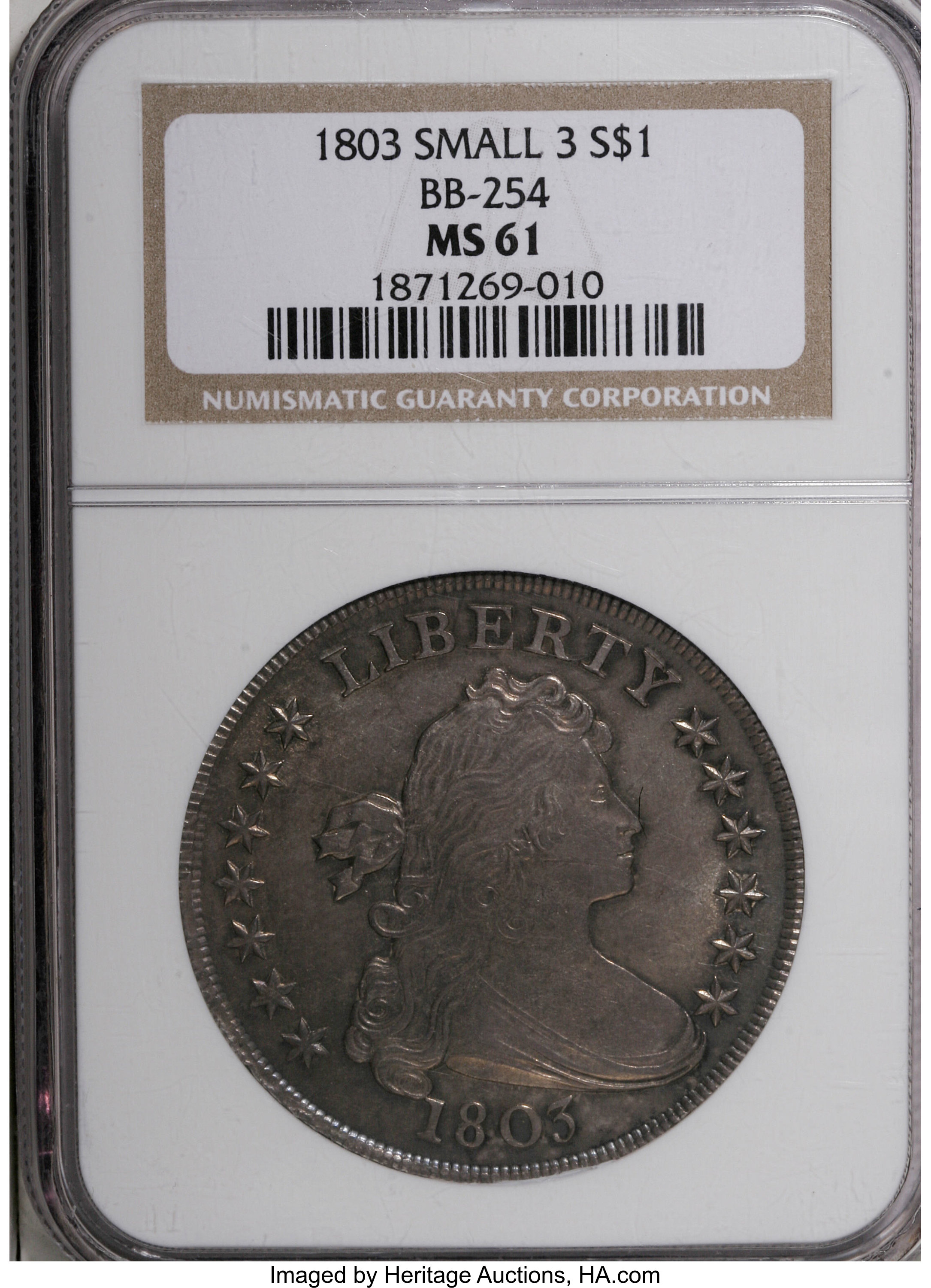 1803 $1  Small 3, B-4, BB-254 MS61 thumbnail 10
