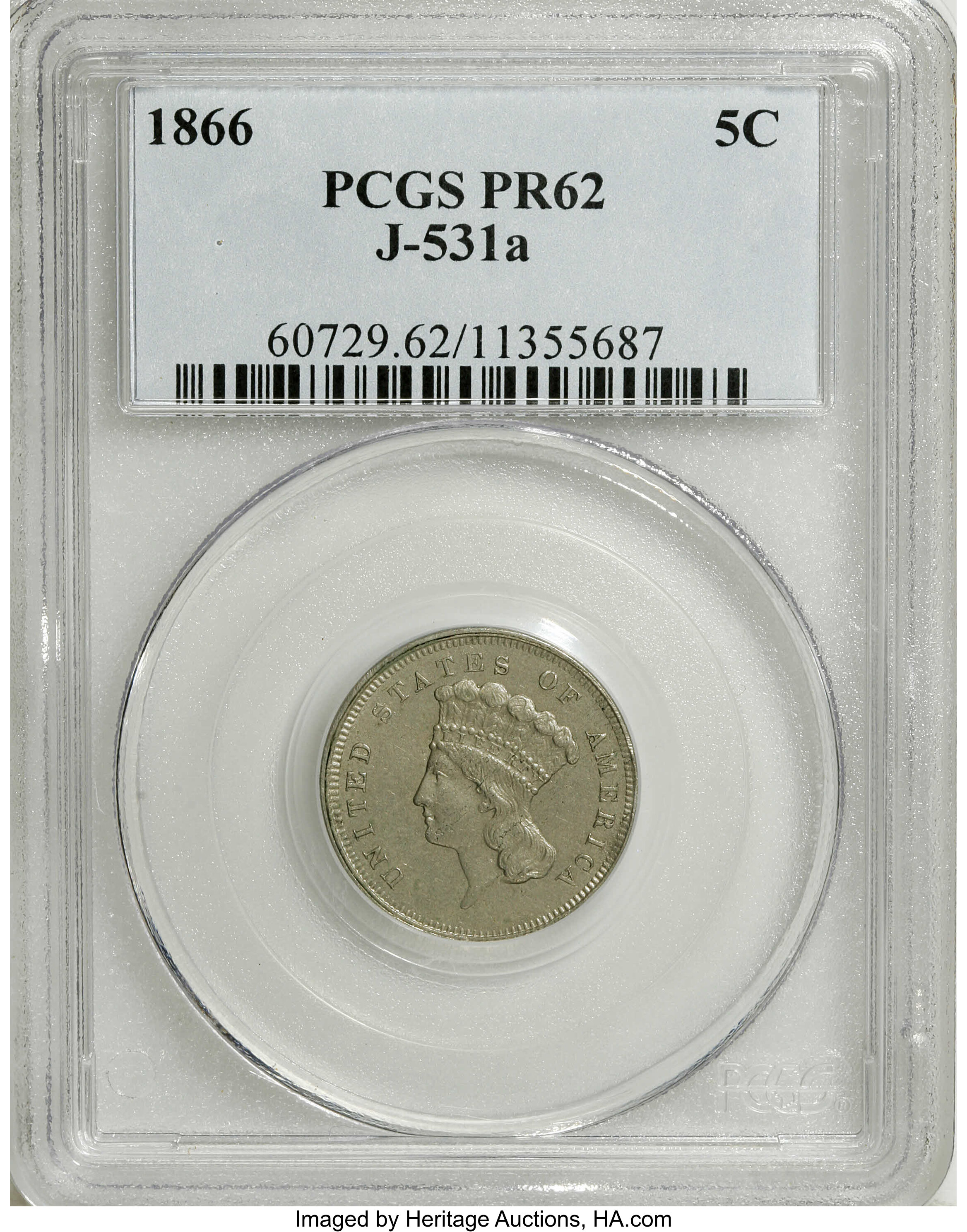 1866 P5c Nickel, J-531a PR thumbnail 2