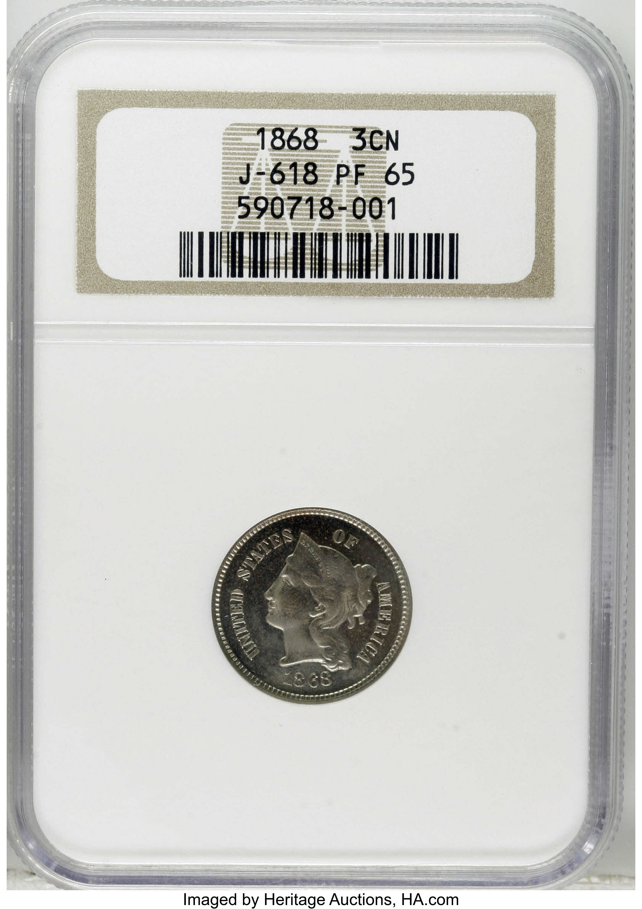 1868 P3cN Nickel, J-618 PR DCAM PR66 DCAM CAC thumbnail 23