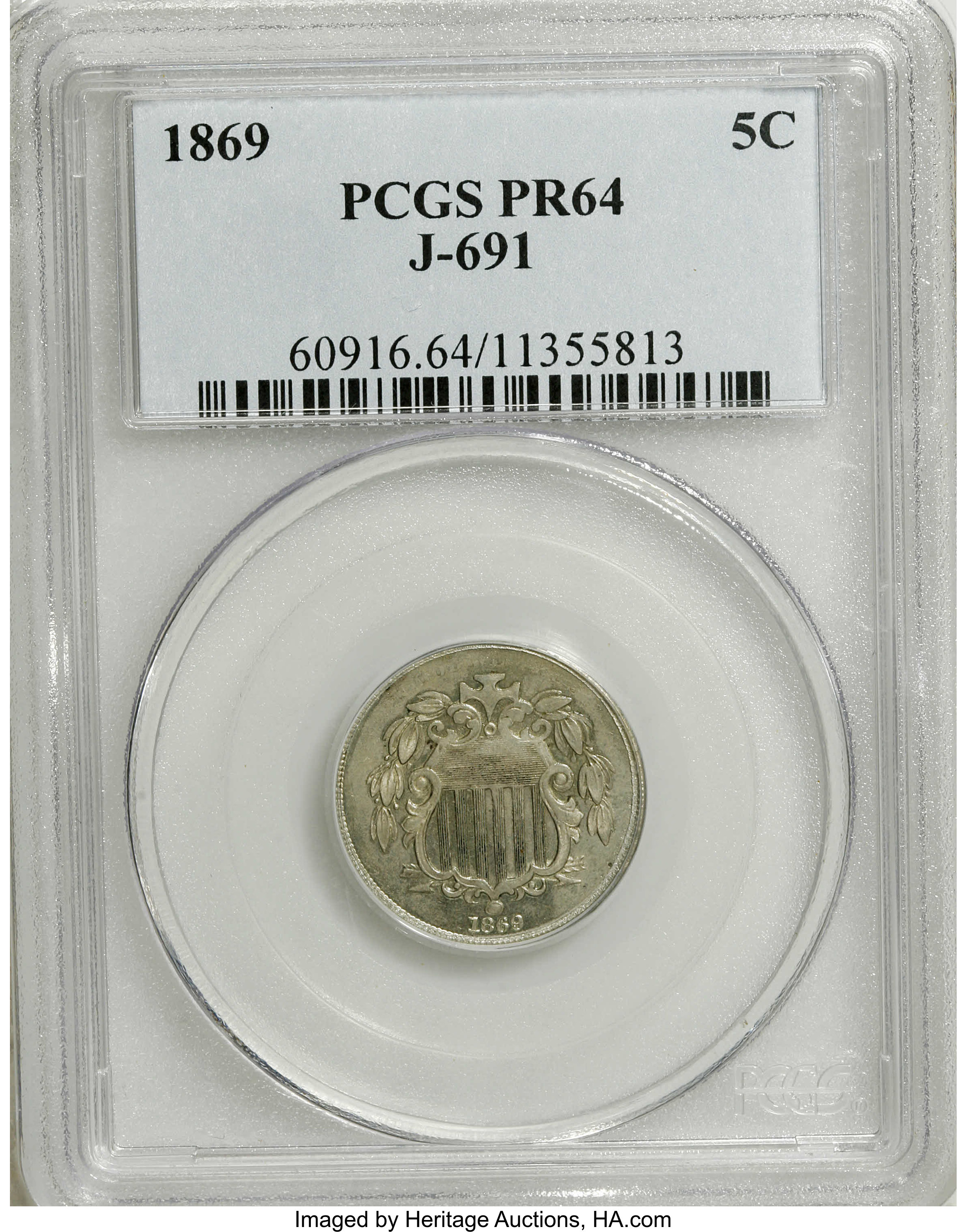 1869 P5c Nickel, J-691 PR thumbnail 4