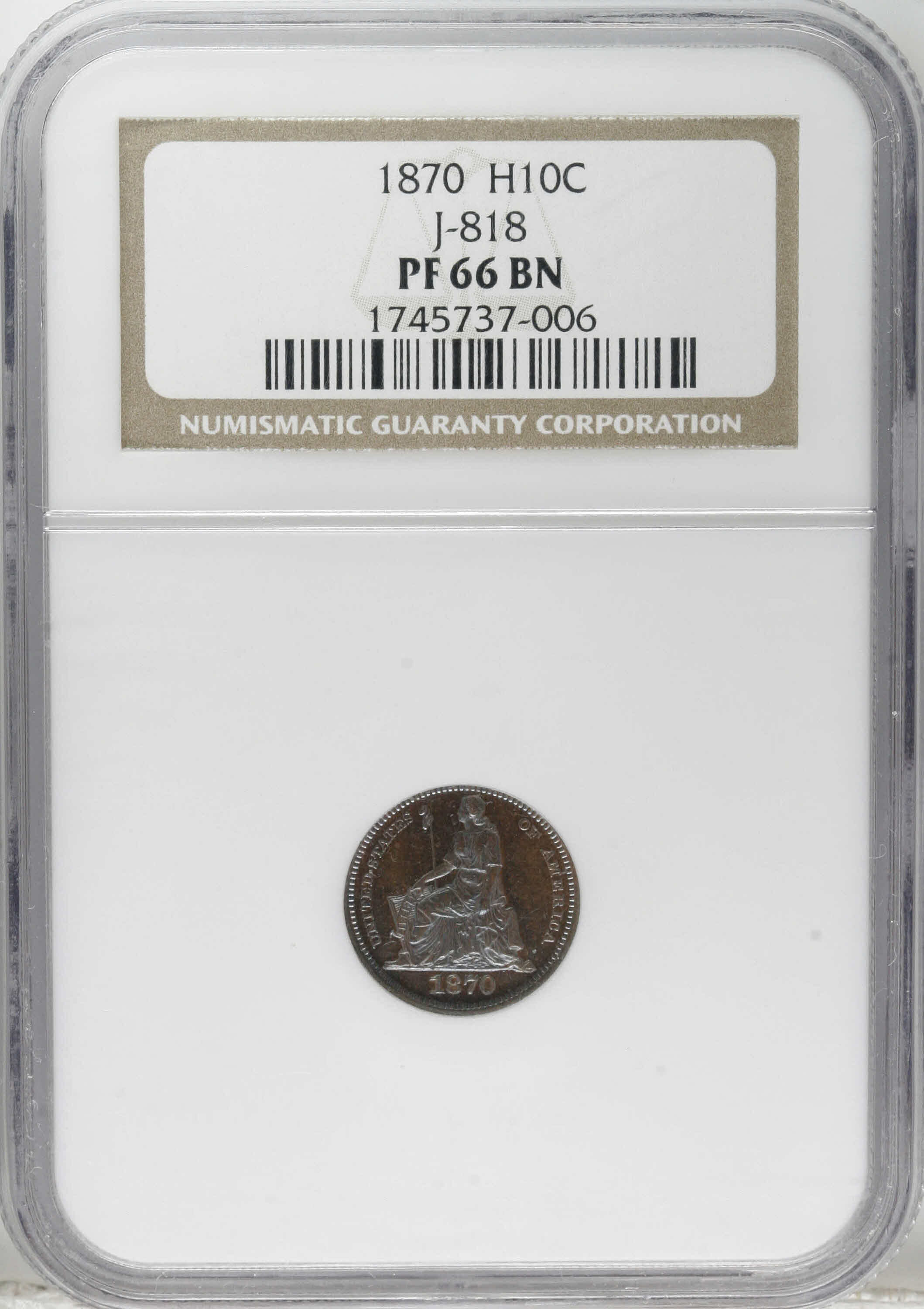 1870 PH10c Copper, J-818 PR BN PR65 BN CAC thumbnail 21