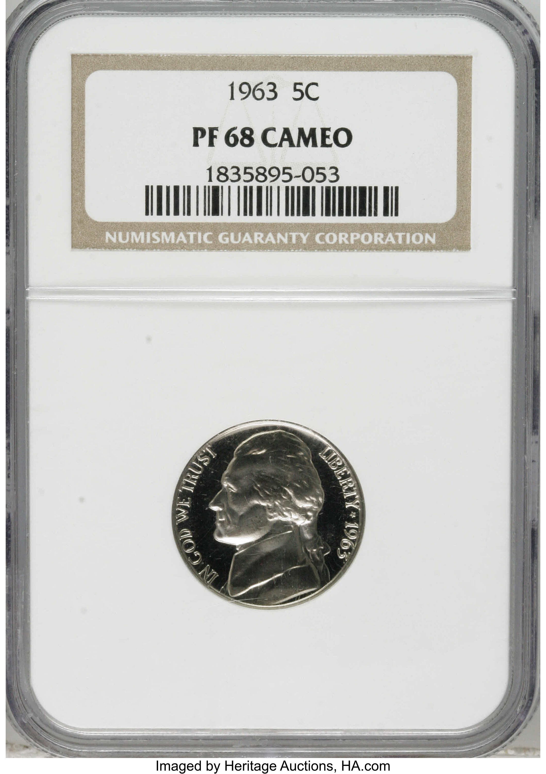 1963 5C PR68 Cameo NGC. NGC Census: (318/181). PCGS Population (153/78). Numismedia Wsl. Price: $28. (#84195)...