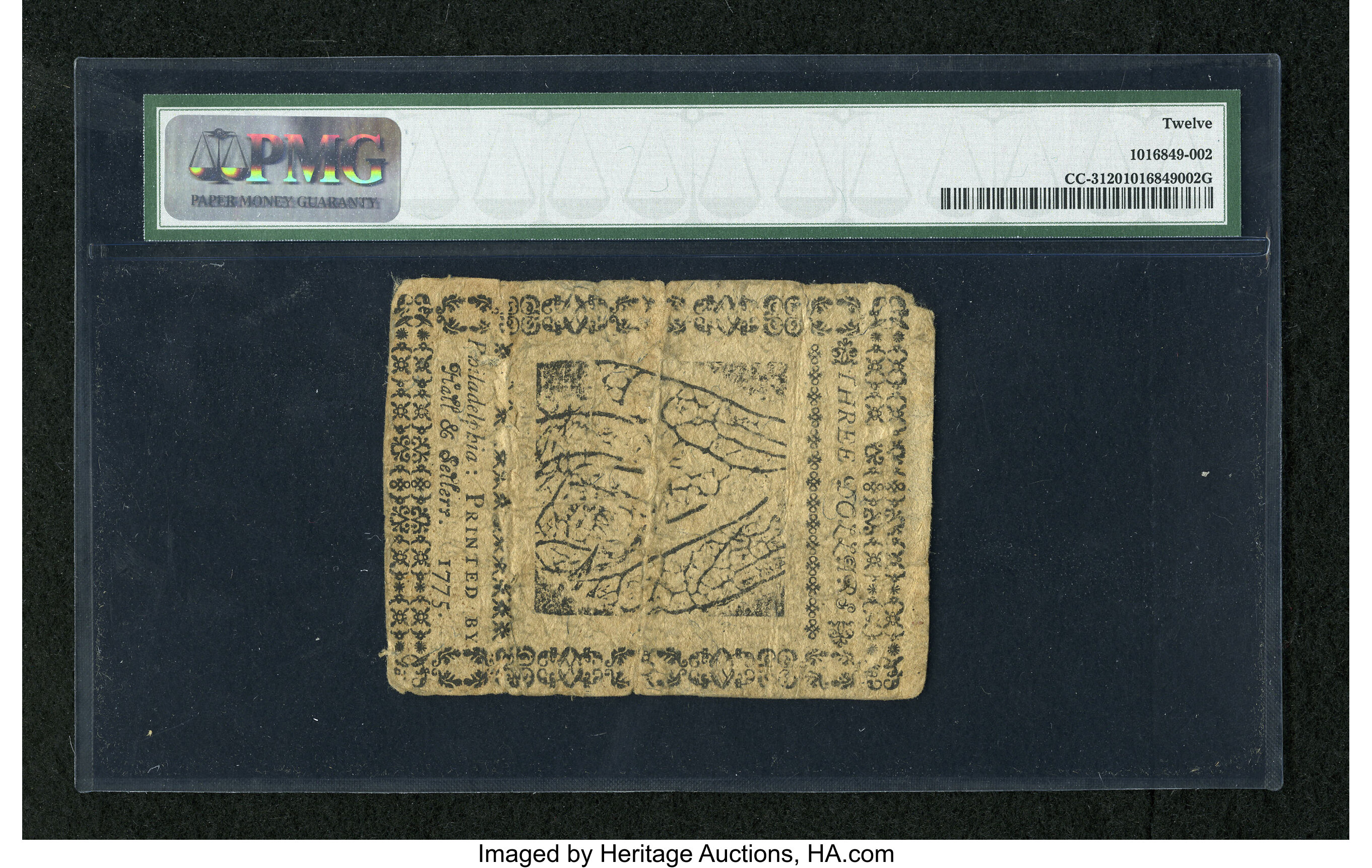 May 10, 1775 $3  Continental Currency (Fr. CC3) VG8 thumbnail 2