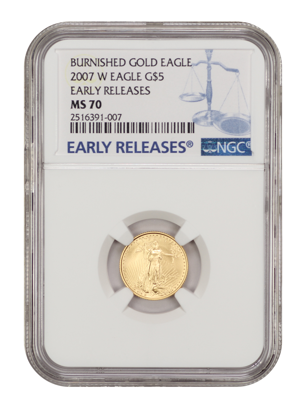 2007-W $5  Gold Eagle, Burnished MS70 thumbnail 13