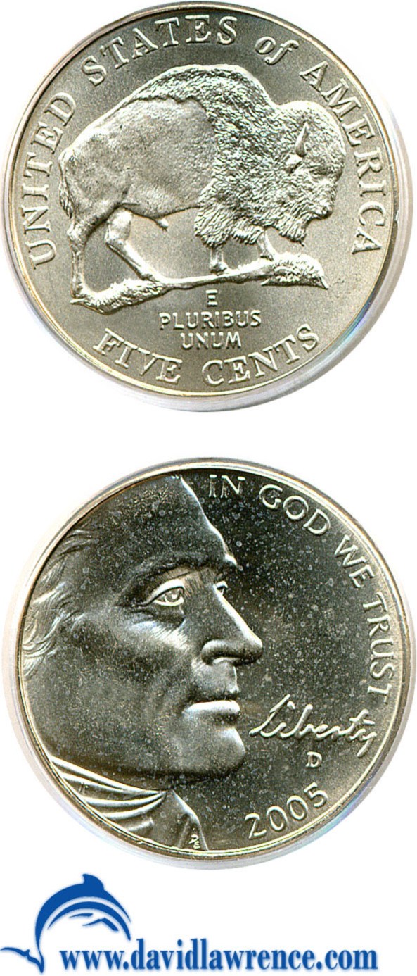 2005-D 5c Bison, Satin Finish AU58 thumbnail 6