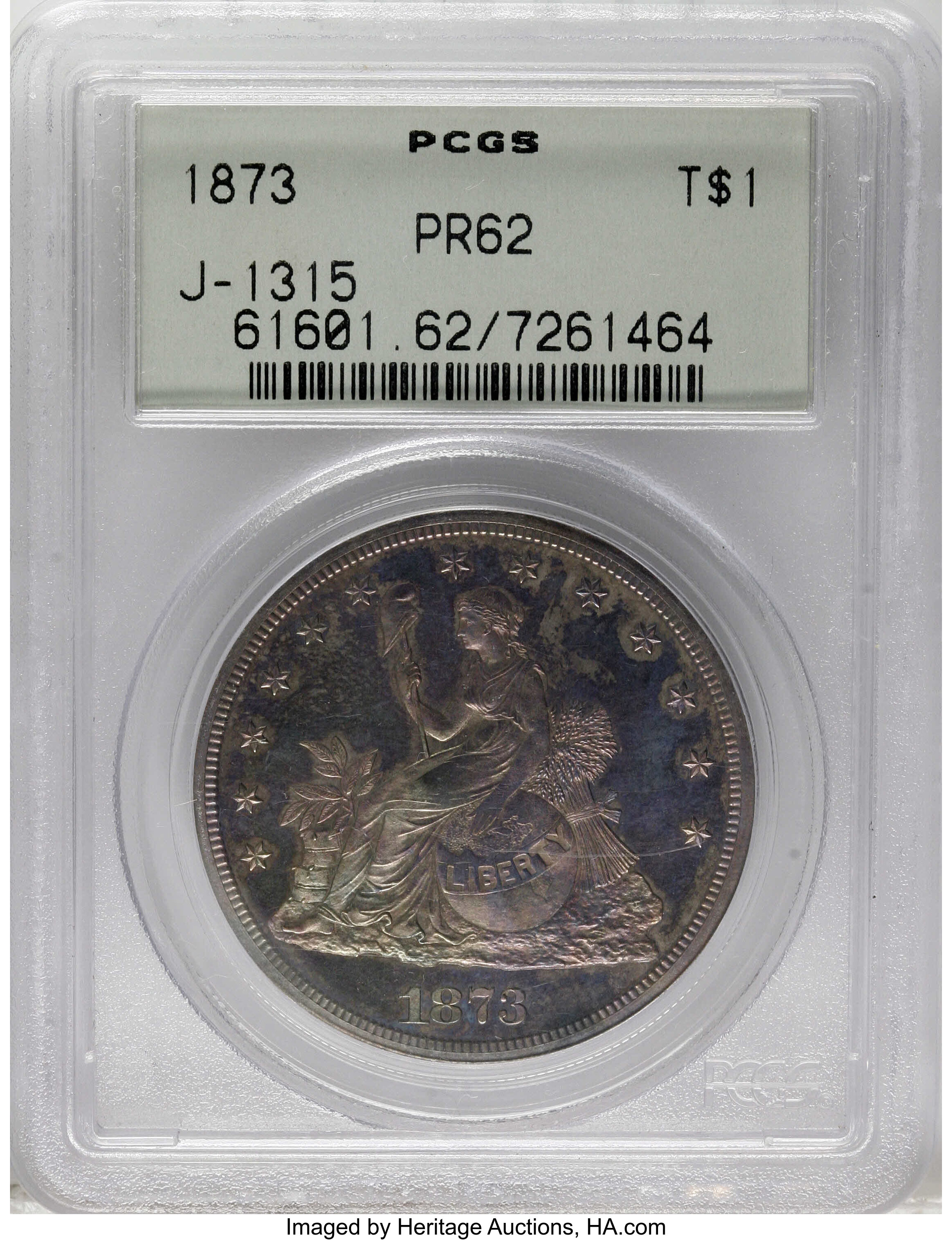 1873 PT$1 Silver, J-1315 PR62 thumbnail 7