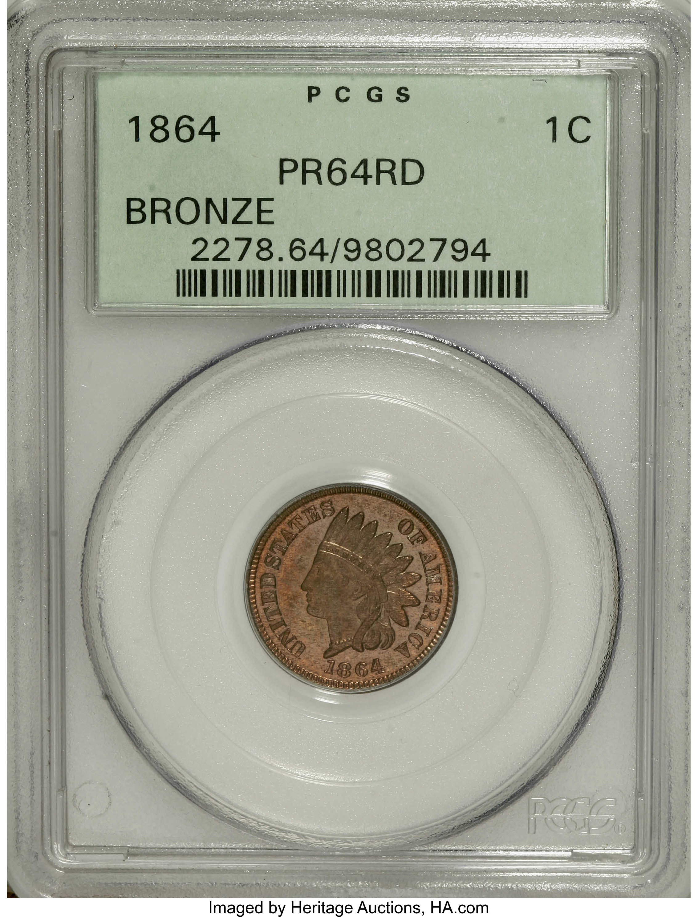 1864 1c Bronze PR RD thumbnail 11