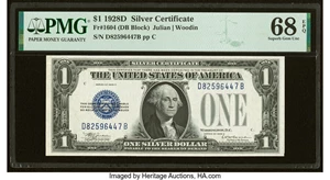 image for: Fr. 1604 $1 1928D Silver Certificate. PMG Superb Gem Unc 68 EPQ....