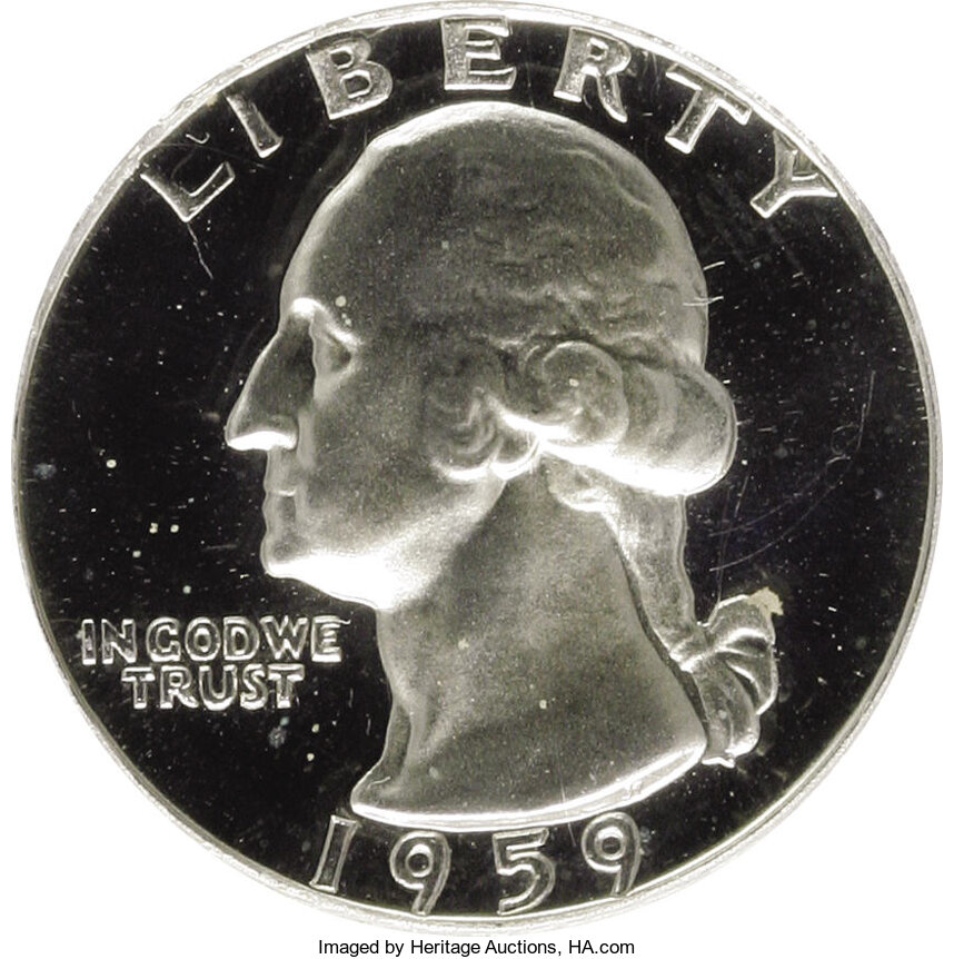 1959 25C PR67 Deep Cameo PCGS. PCGS Population (43/34). NGC Census: (9/24). Numismedia Wsl. Price: $200. (#95991)...