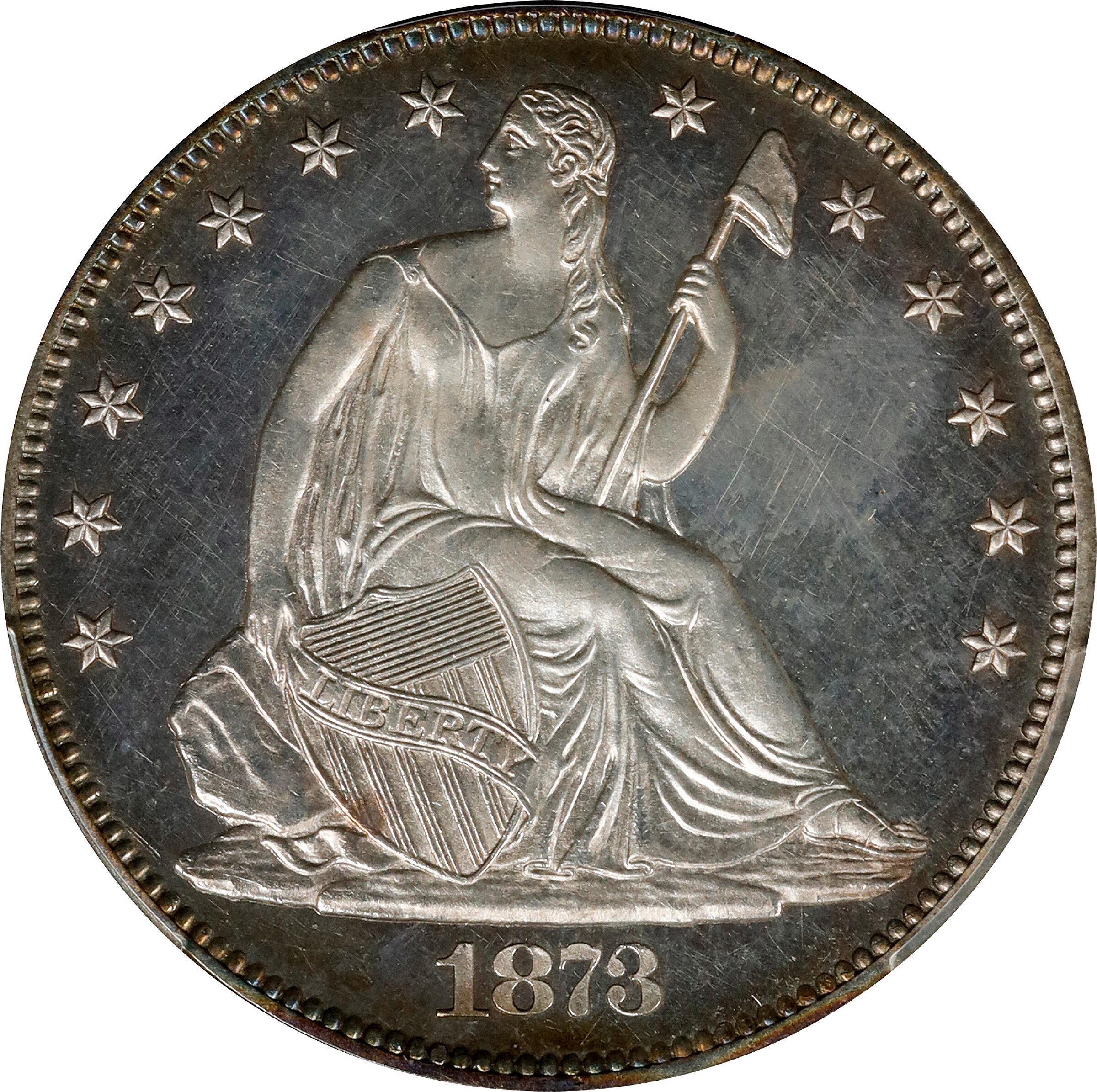 1873 Liberty Seated Half Dollar. No Arrows. Close 3. Proof-63 Cameo (PCGS).