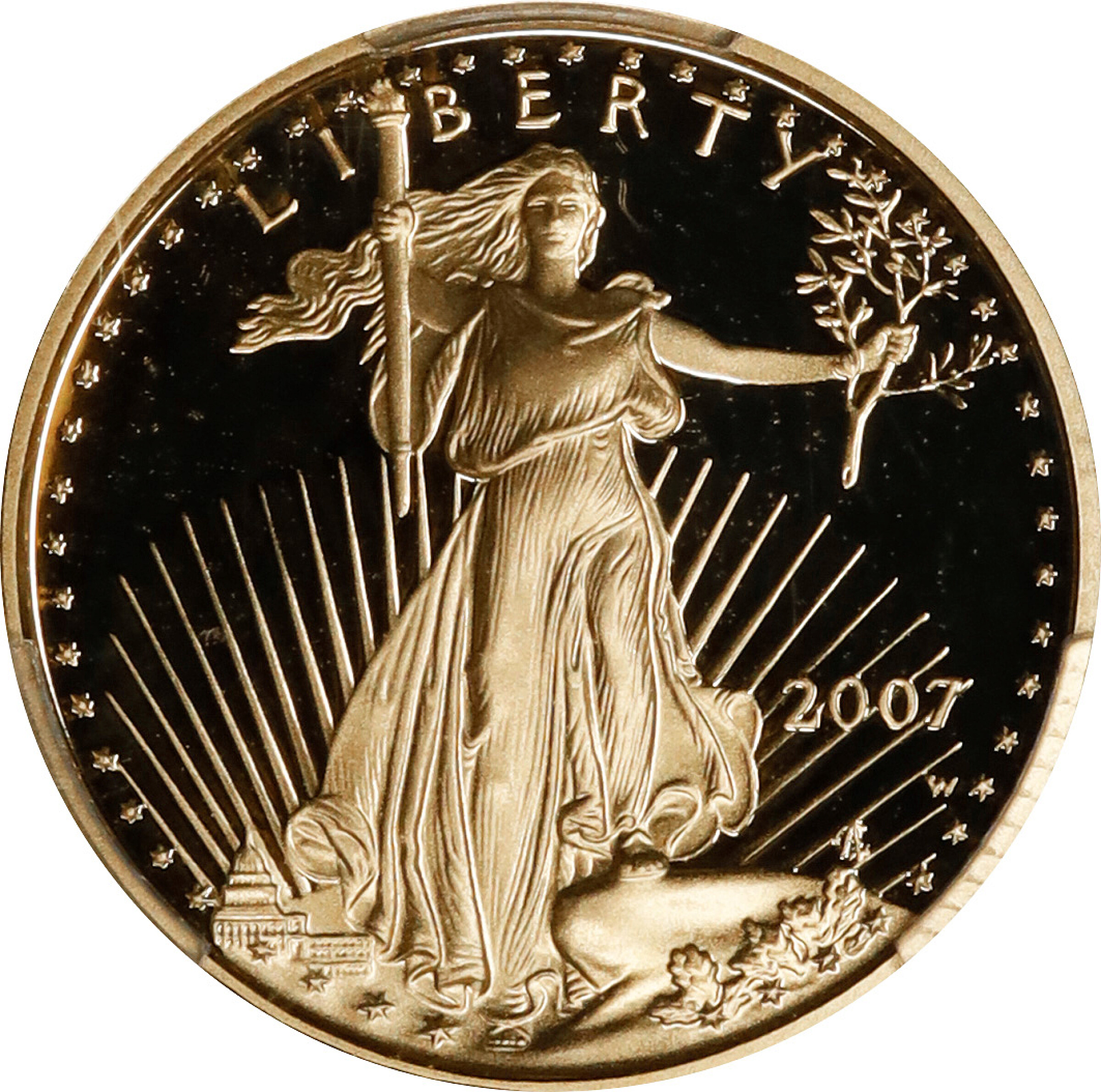 2007-W Tenth-Ounce Gold Eagle. Proof-70 Deep Cameo (PCGS).