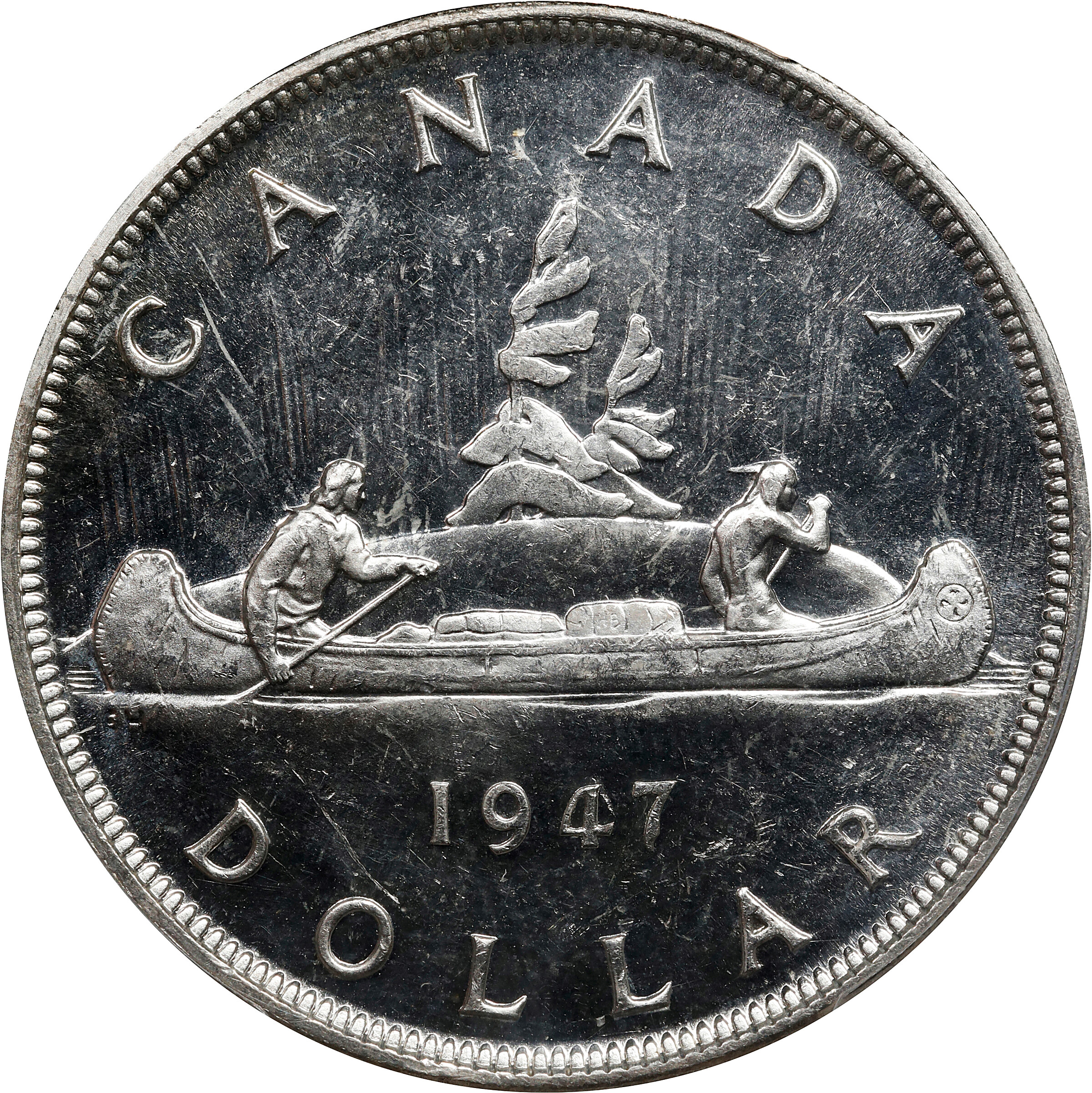 1947 S$1 Pointed 7  MS (KM-37) MS63 thumbnail 2