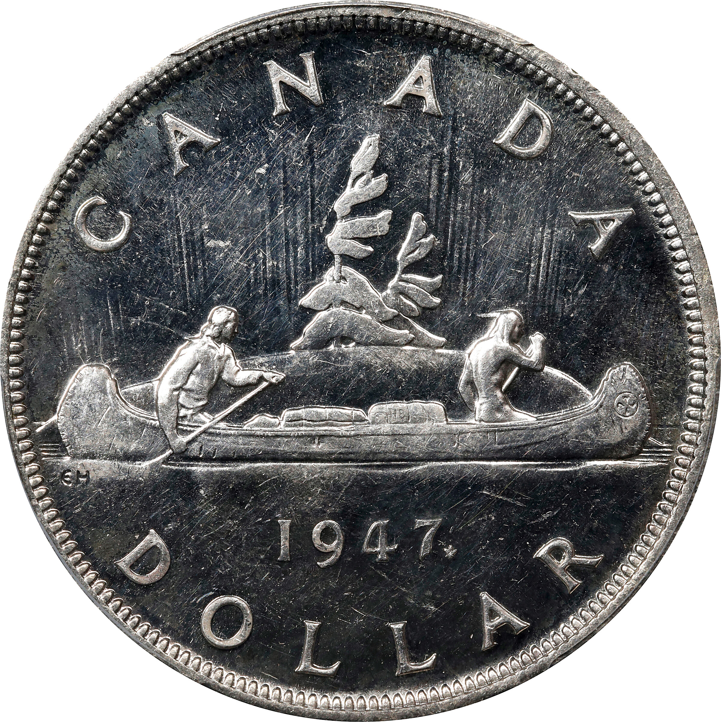 1947 S$1 Maple Leaf MS (KM-37) XF40 thumbnail 15