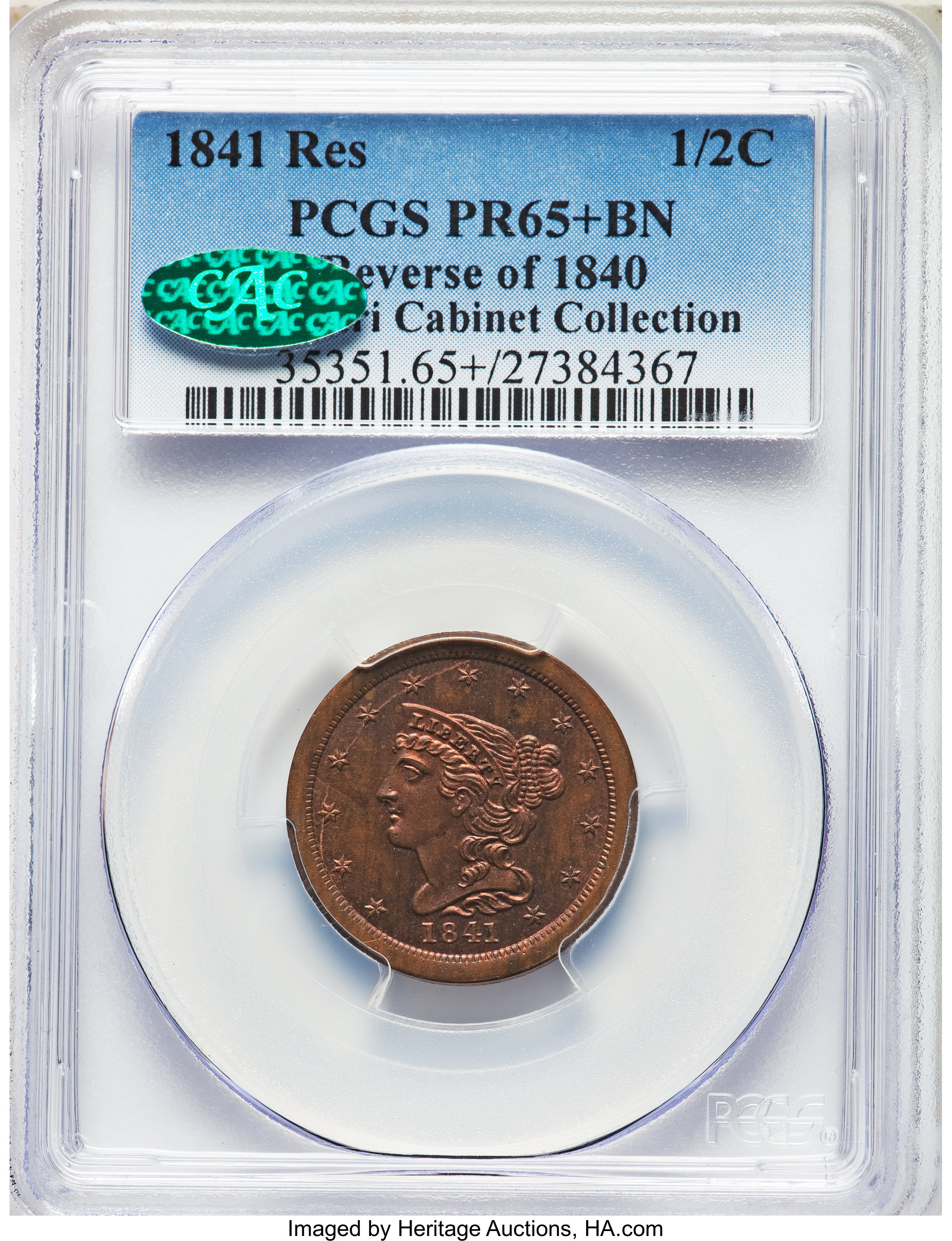 1841 1/2c Restrike, Reverse of 1840 PR BN PR63 BN thumbnail 12