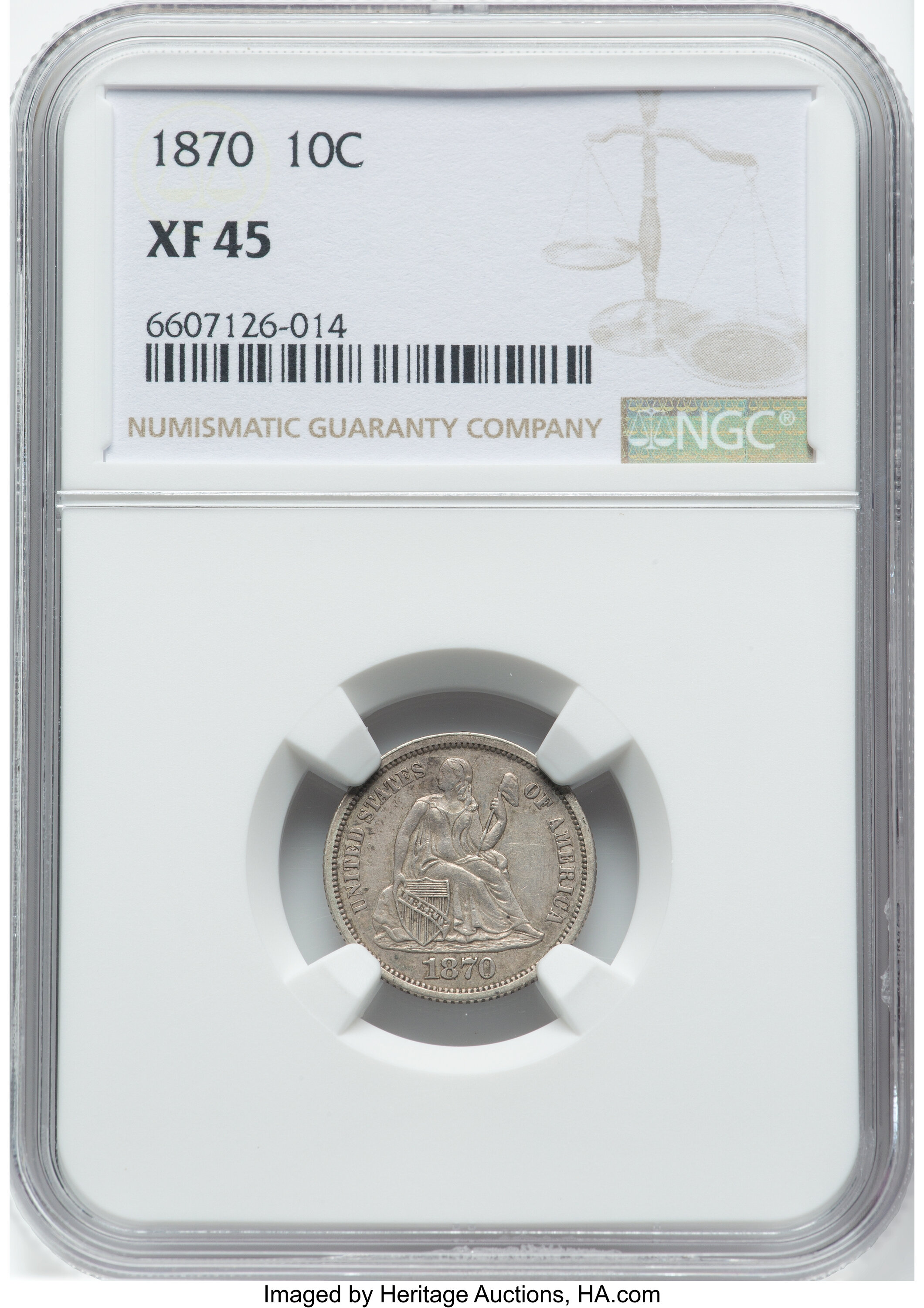 1870 10c VF35 thumbnail 6