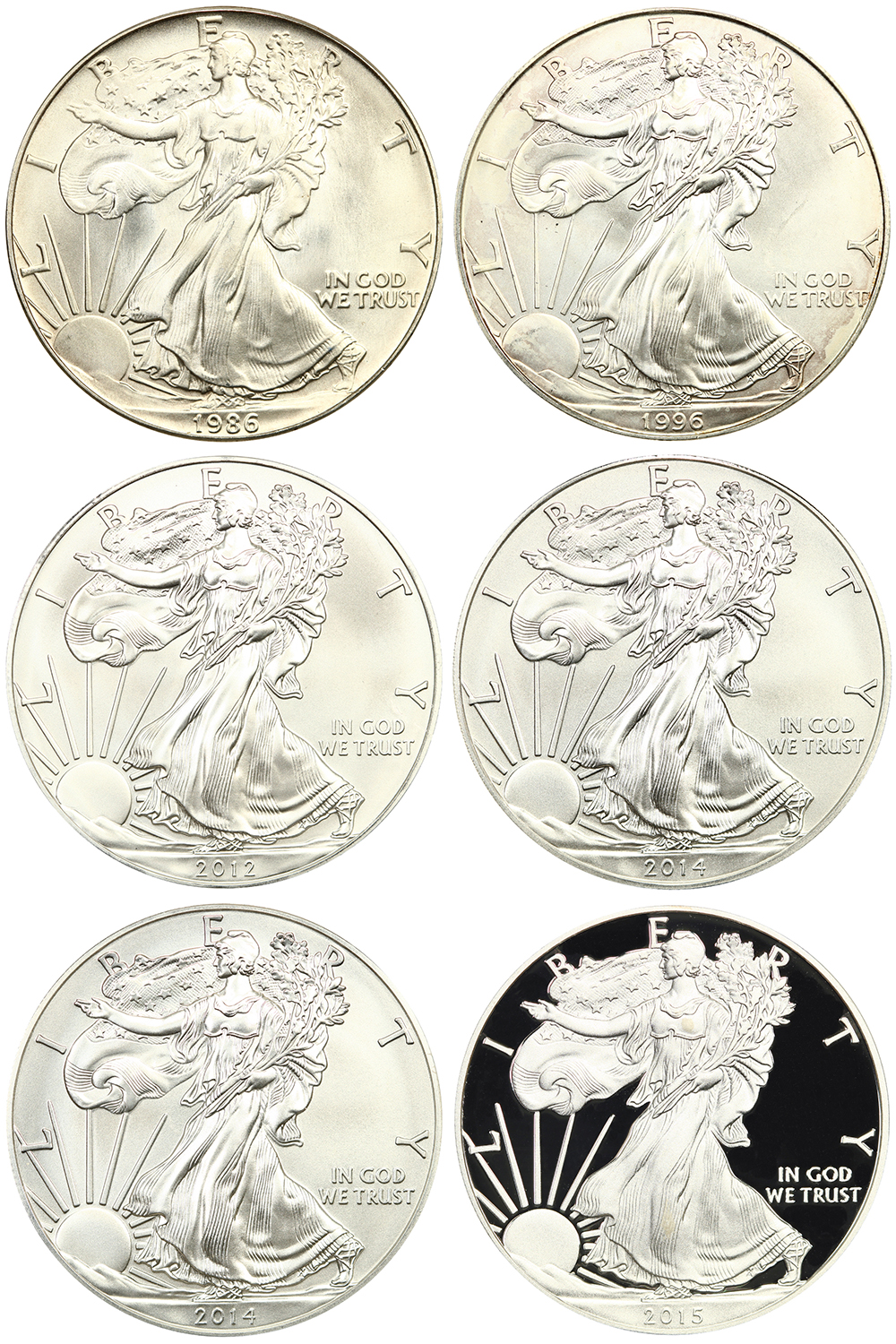 Lot of Mint State & Proof Silver Eagles ANACS (6 Coins)