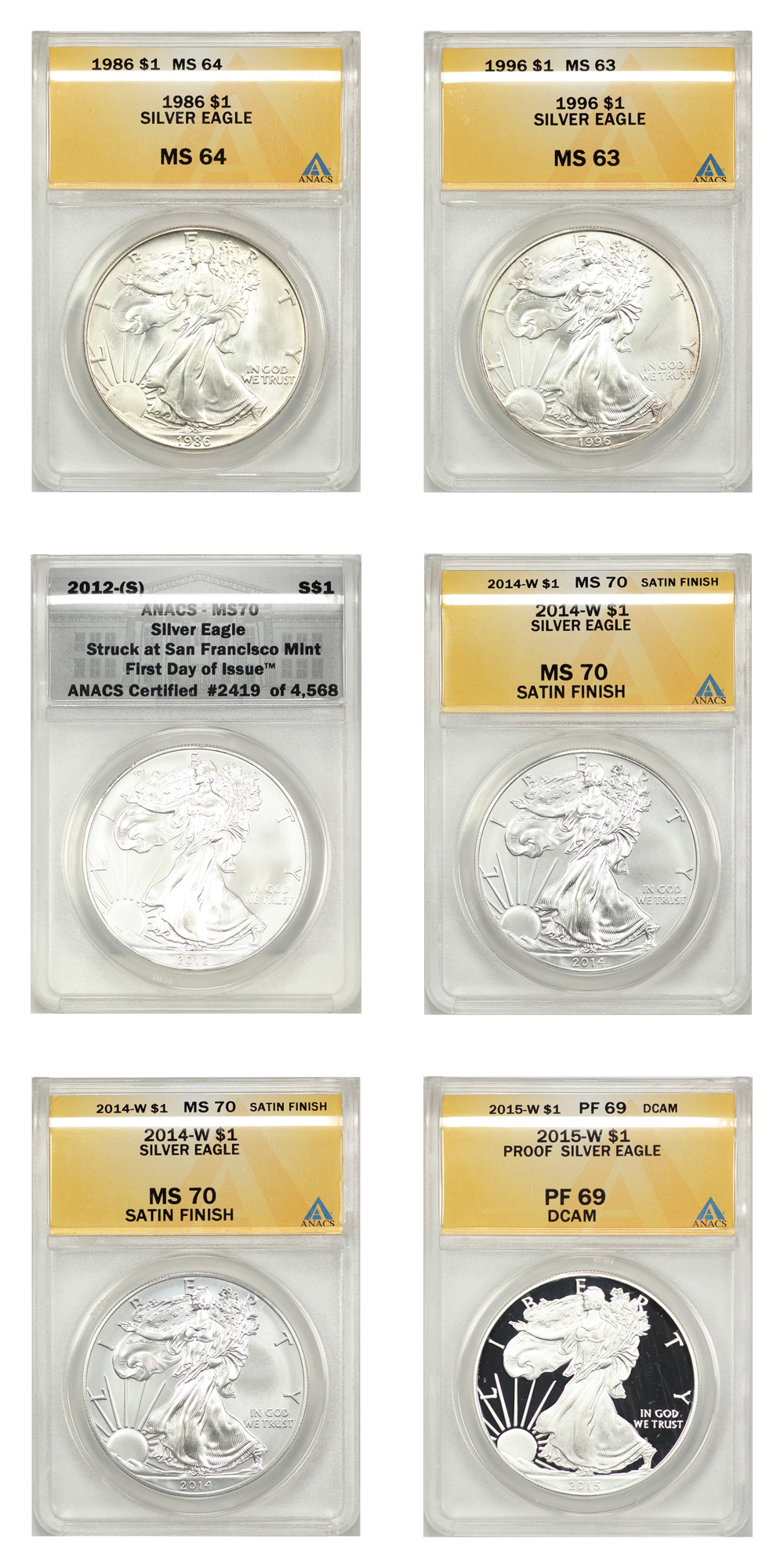 1986 $1  Silver Eagle MS65 CAC thumbnail 6
