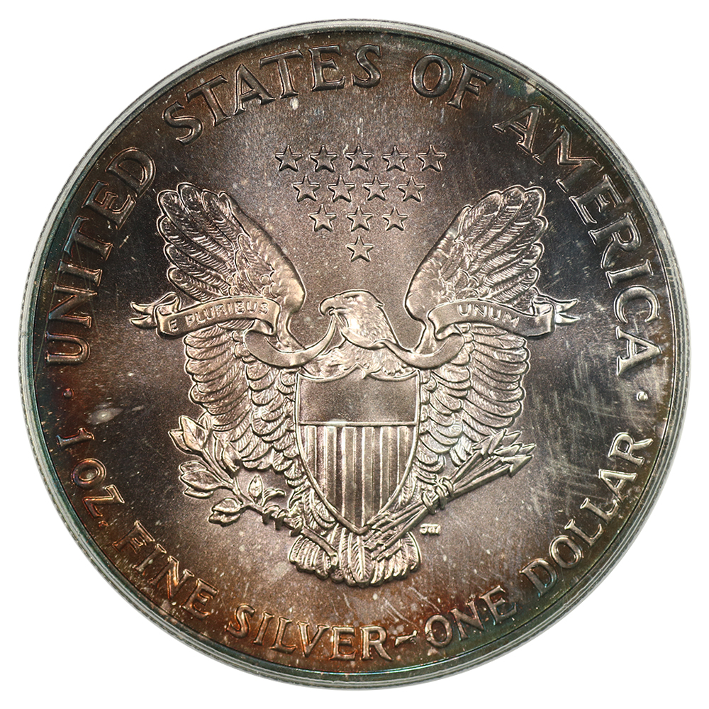 1989 $1  Silver Eagle MS67 CAC thumbnail 3