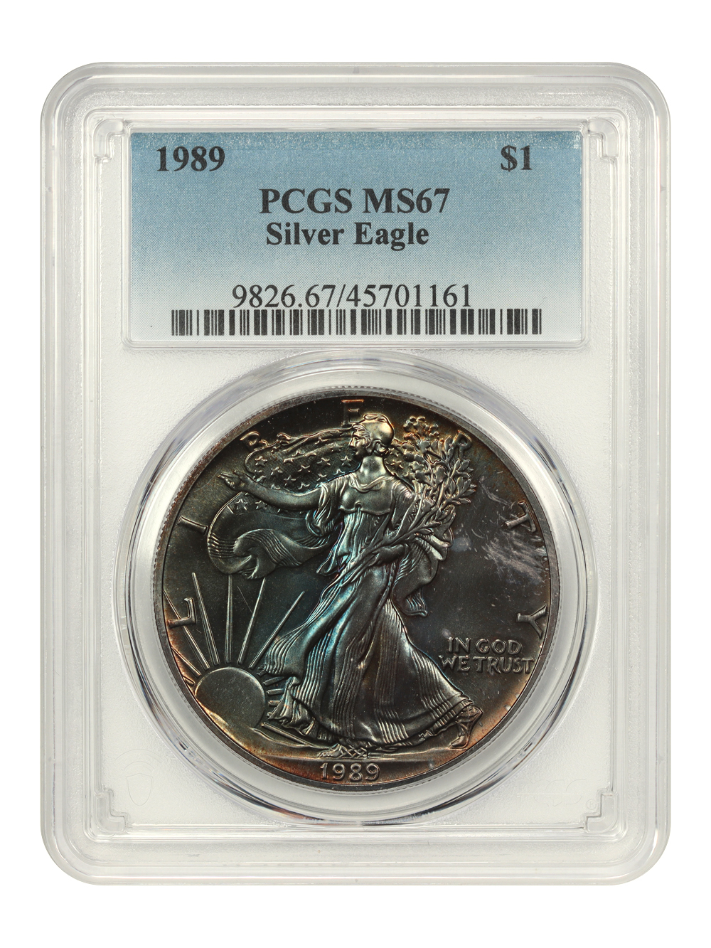 1989 $1  Silver Eagle MS67 CAC thumbnail 4
