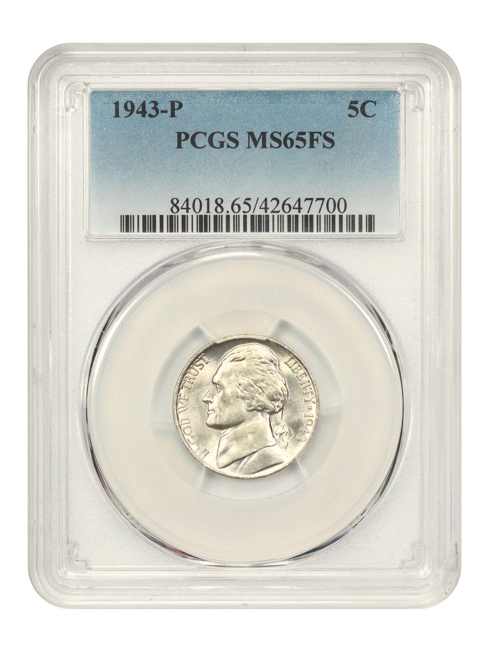 1943-P 5c Silver MS FS MS65 FS thumbnail 3