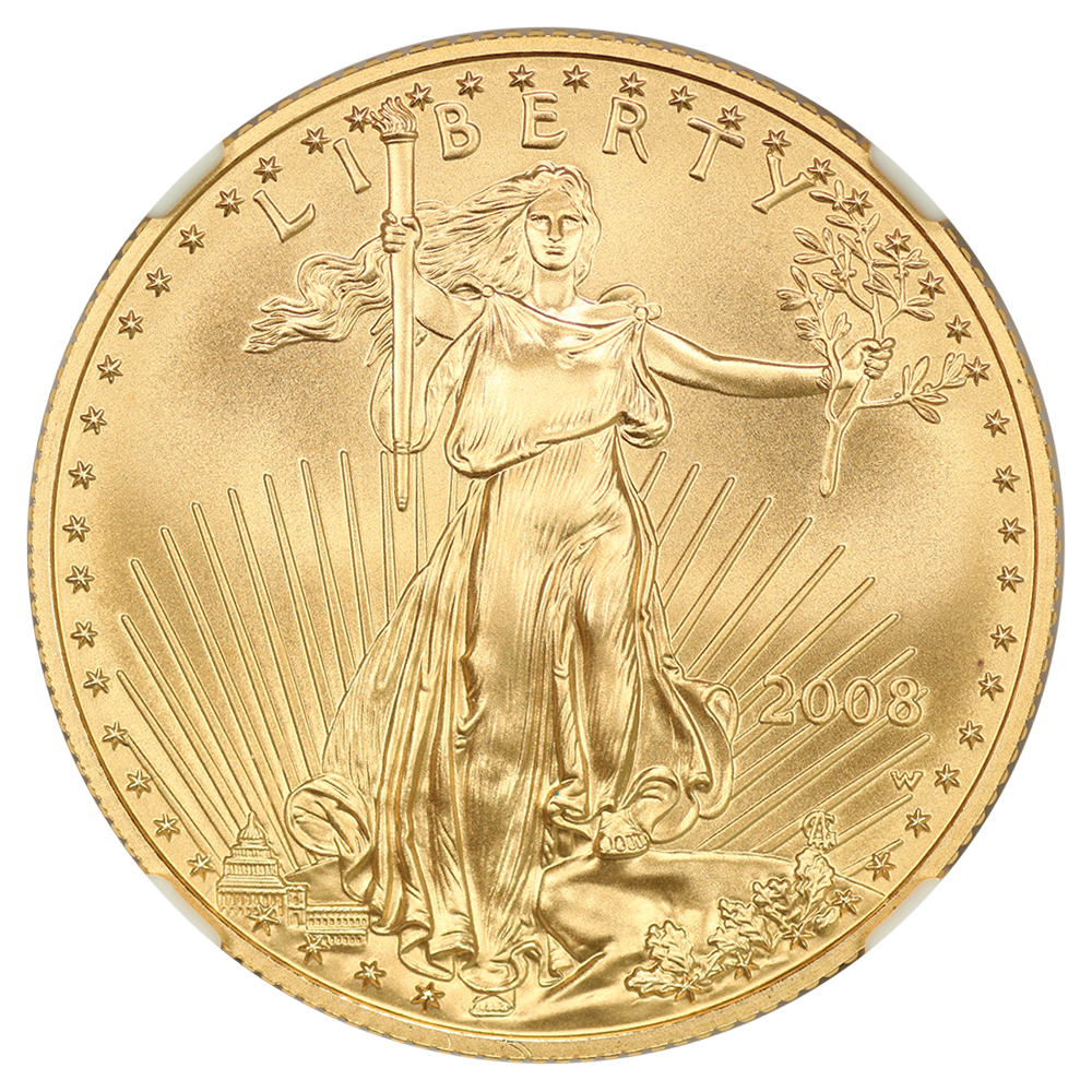 2008-W Gold Eagle $25 NGC MS70 (Burnished)