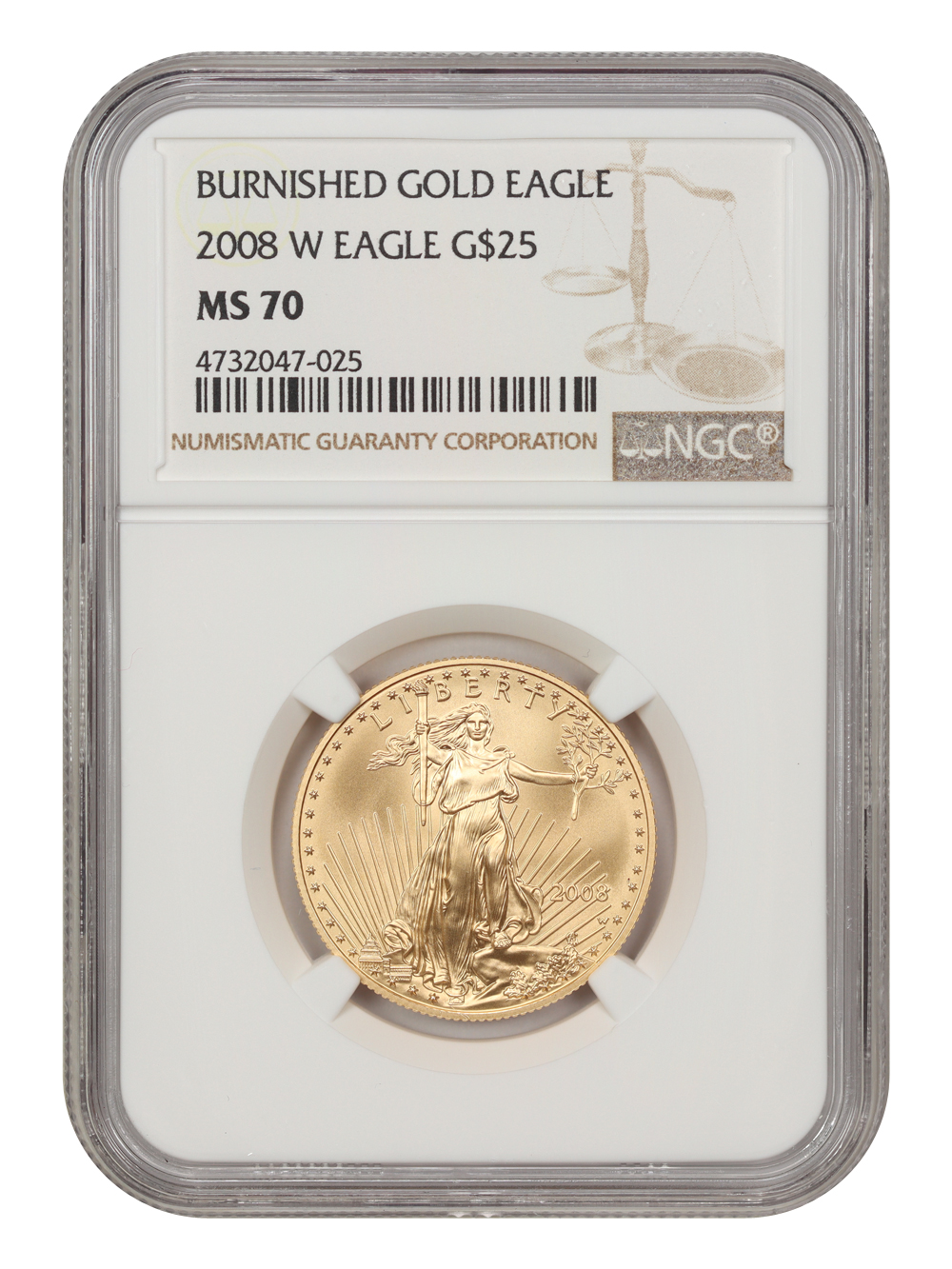 2008-W $25  Gold Eagle, Burnished MS70 thumbnail 13