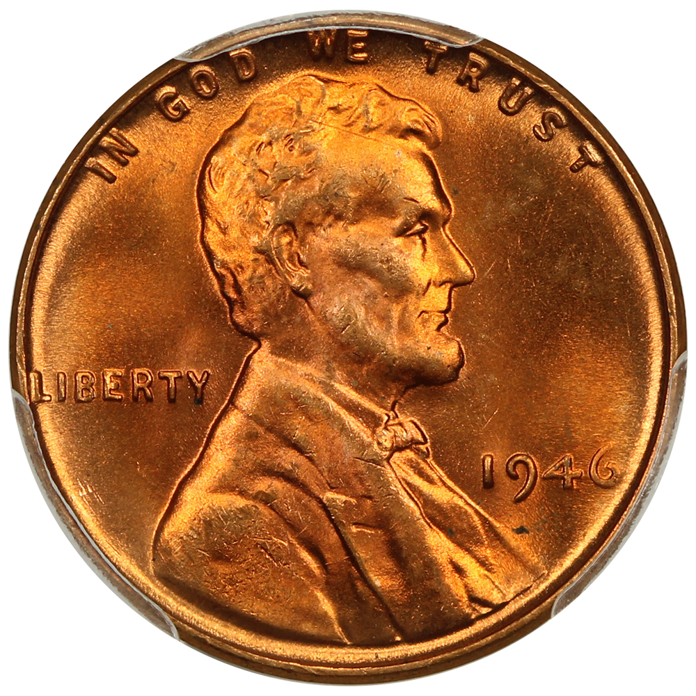 1946 1c PCGS MS67 RD
