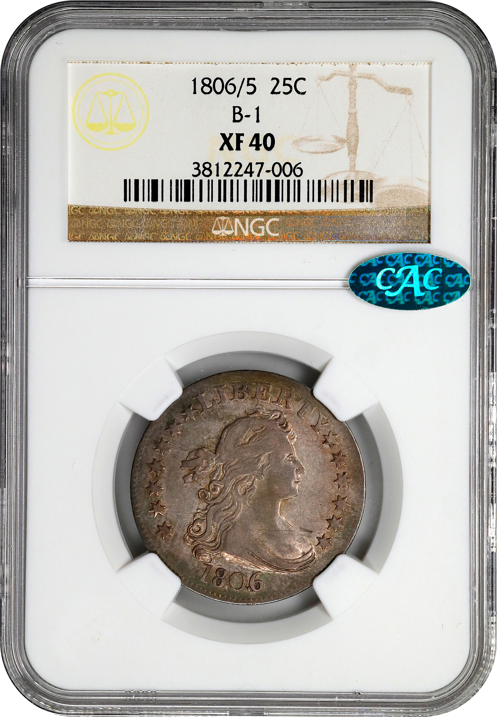1806/5 25c XF40 thumbnail 3