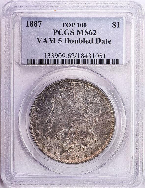 1887 $1  Doubled Date, VAM-5 VG10 CAC thumbnail 20